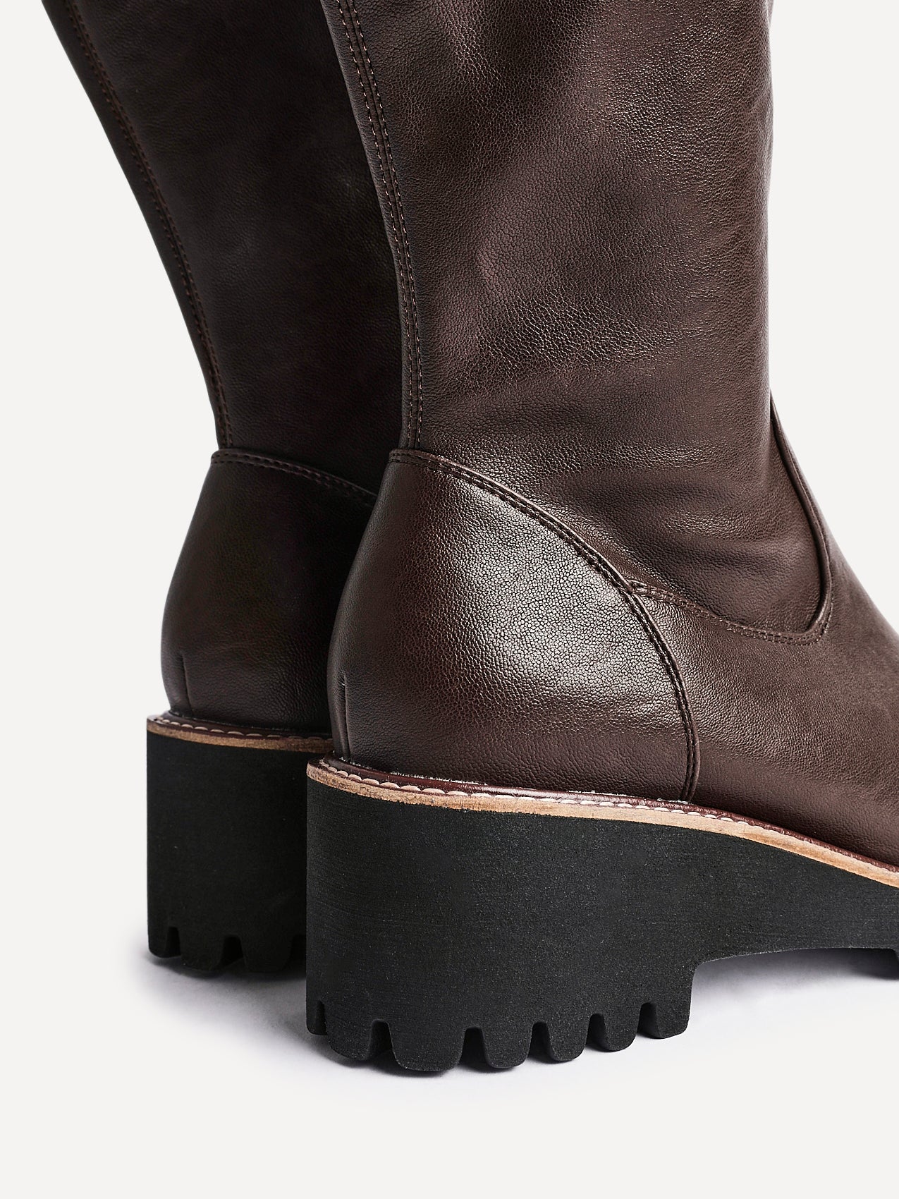 Maintain Wide Fit Brown Faux Leather Long Boots - Image 4