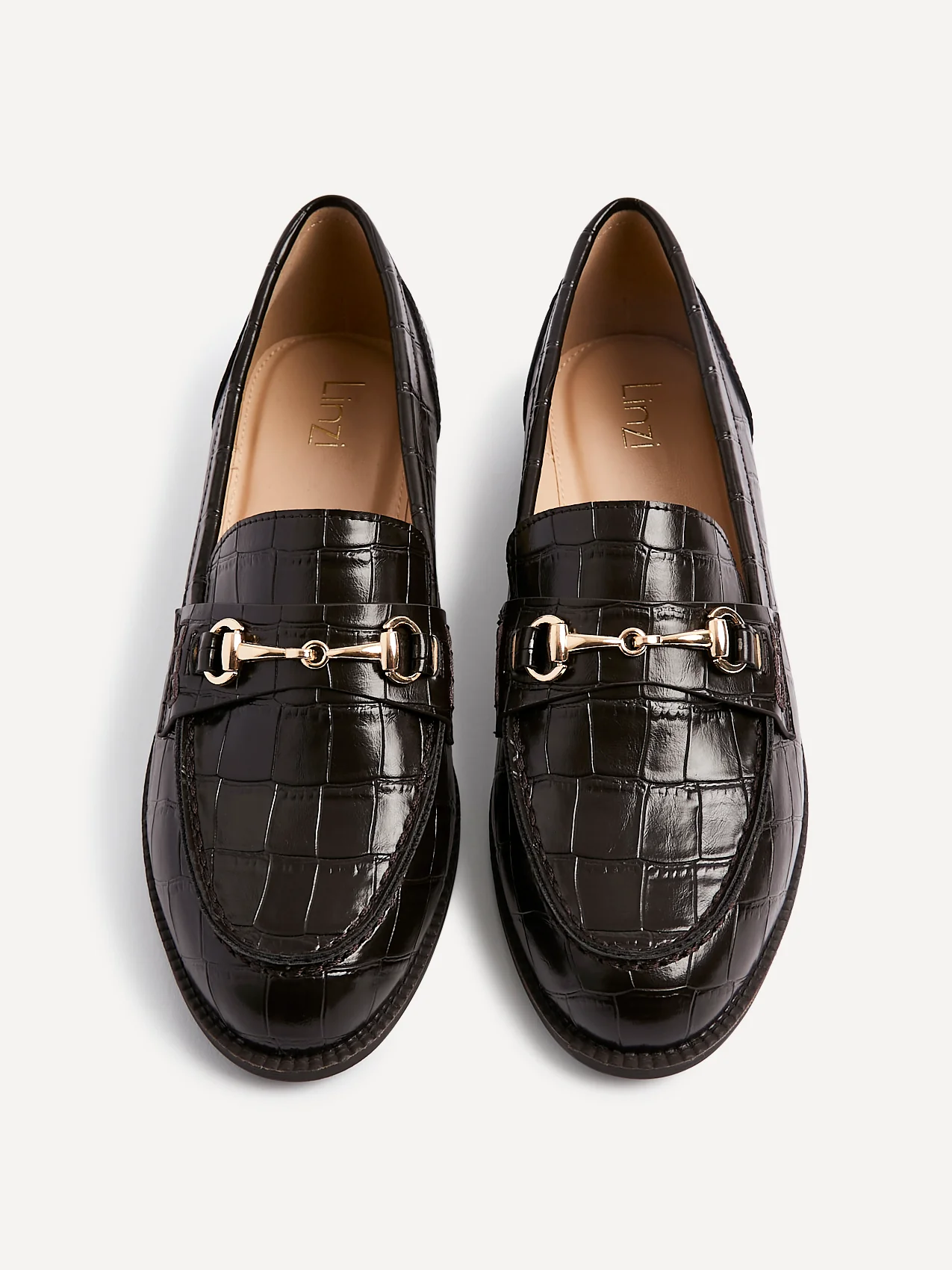 Maison Brown Faux Croc Patent Leather Loafers - Image 6