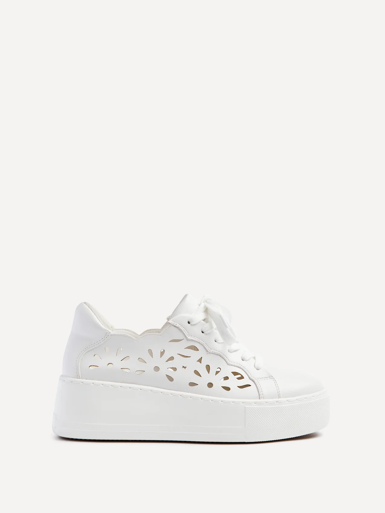 Mallory White Floral Faux Leather Trainers - Image 2