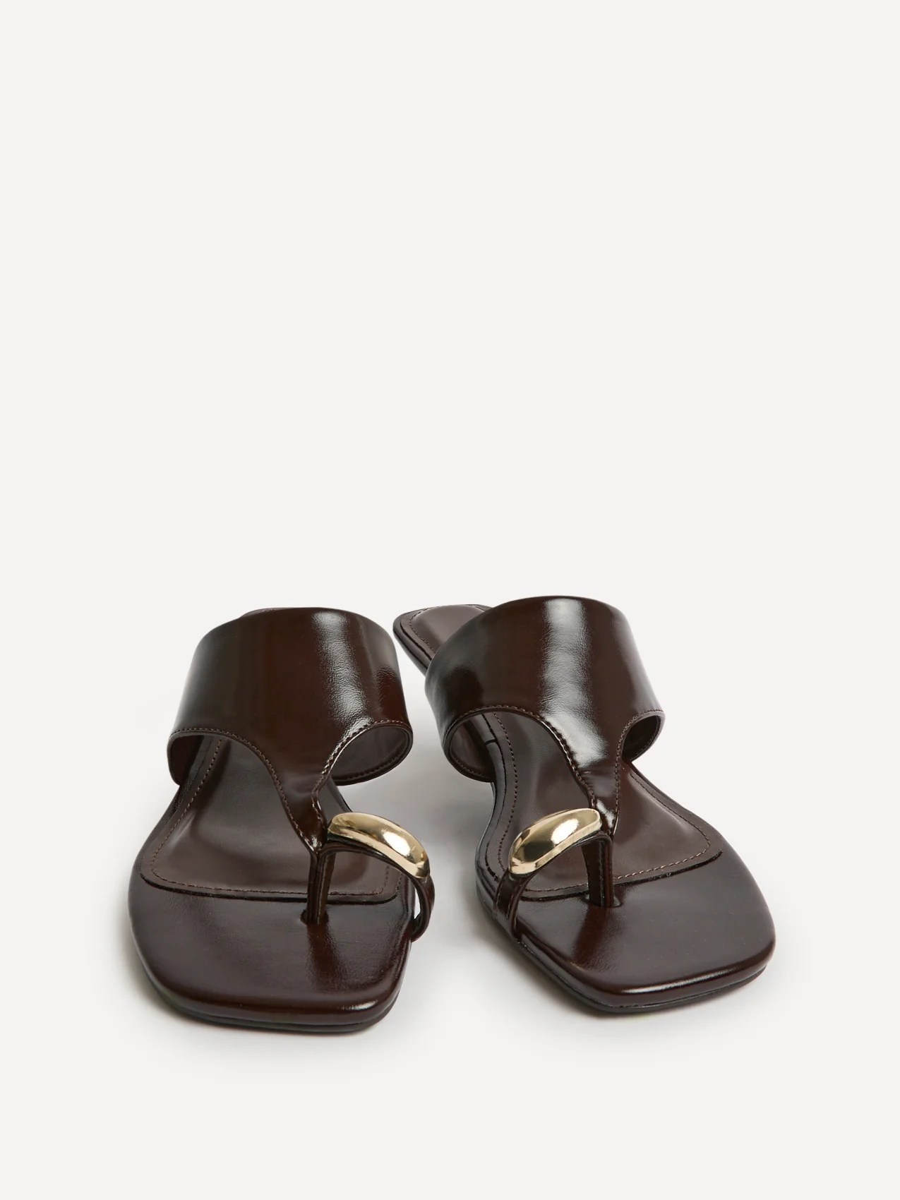Manhattan Brown Faux Leather Mule Heels - Image 3