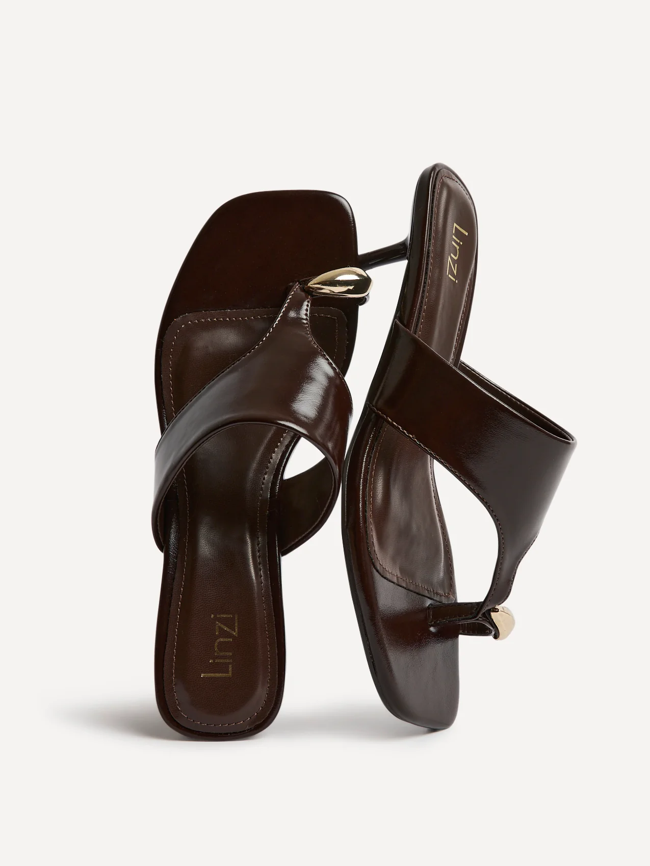 Manhattan Brown Faux Leather Mule Heels - Image 5
