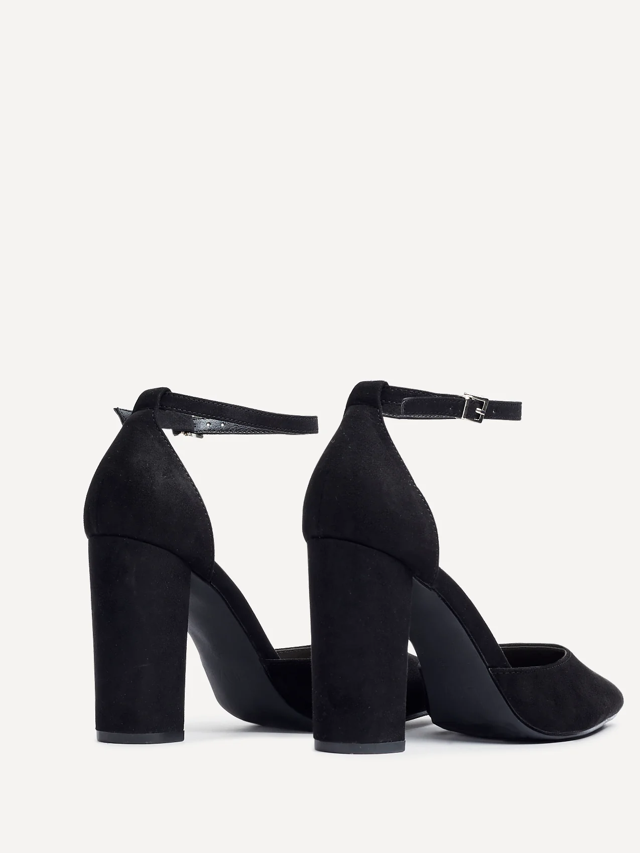 Mara Black Faux Suede Court Heels - Image 3