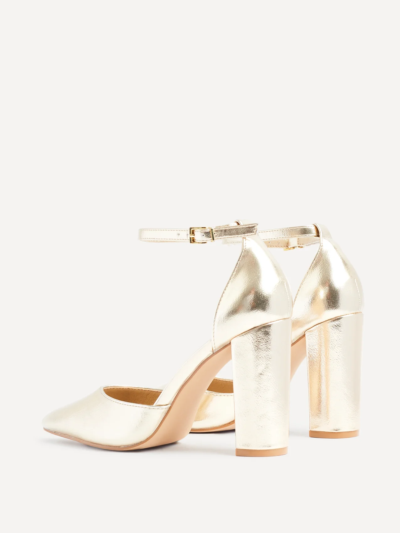 Mara Gold Faux Leather Court Heels - Image 4