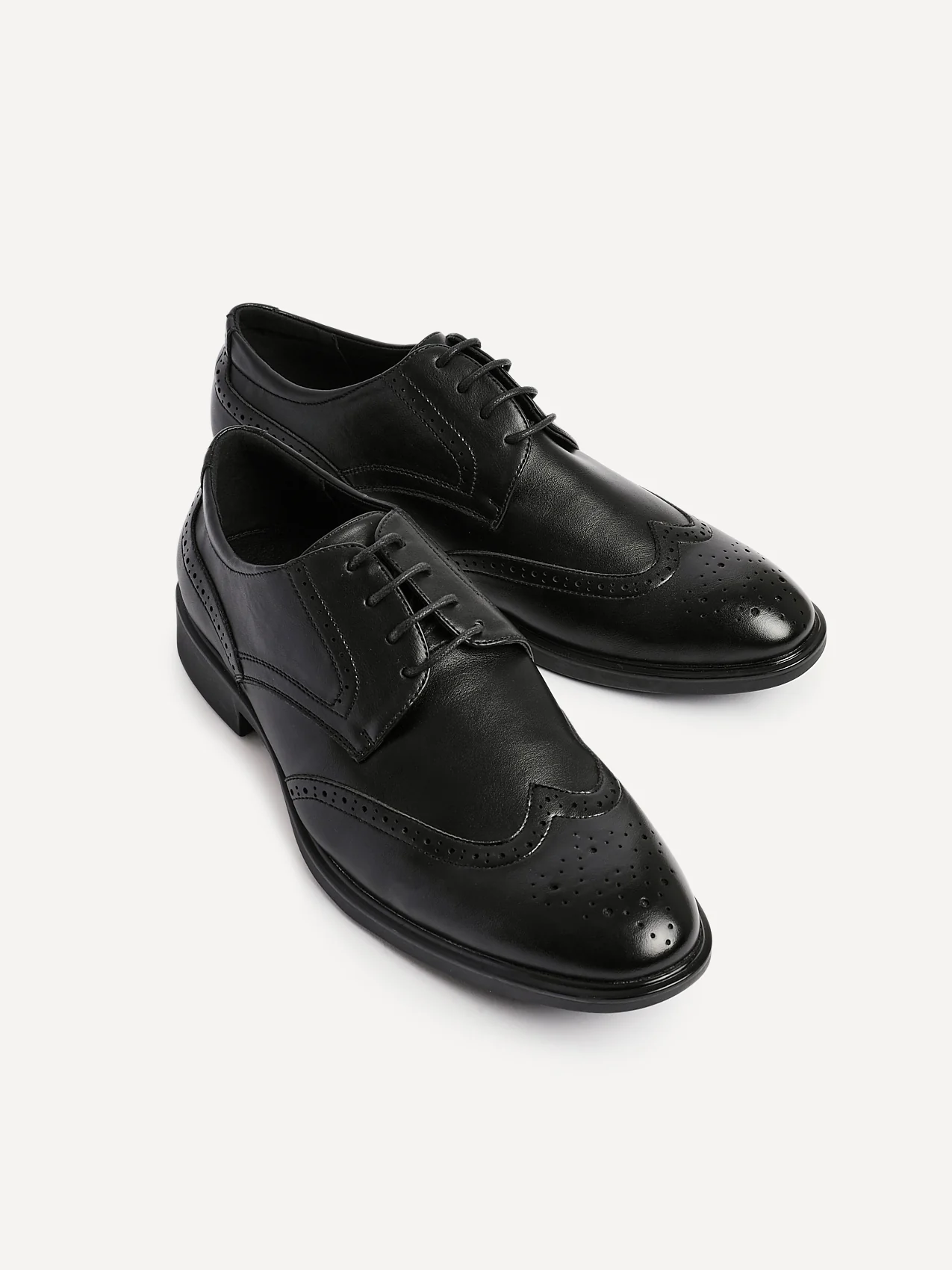 Marco Mens Black Faux Leather Brogue Shoes - Image 4