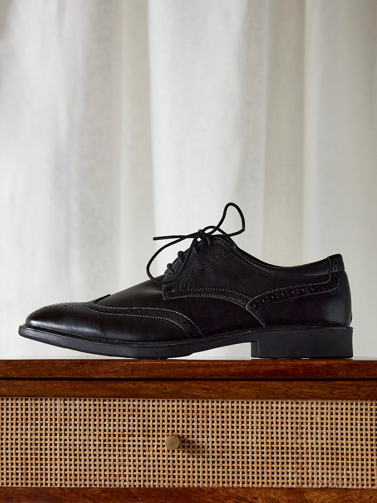 Marco Mens Black Faux Leather Brogue Shoes - Image 7