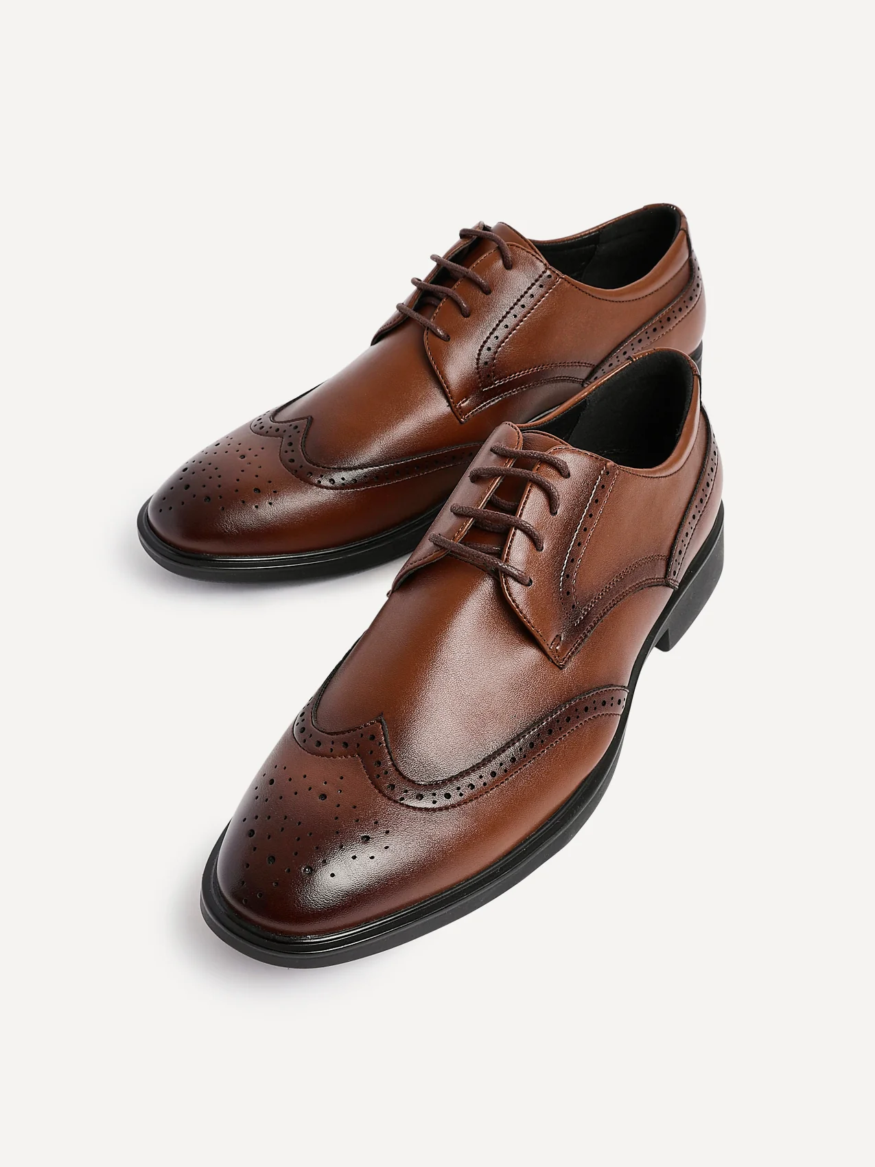 Marco Mens Brown Faux Leather Brogue Shoes - Image 5