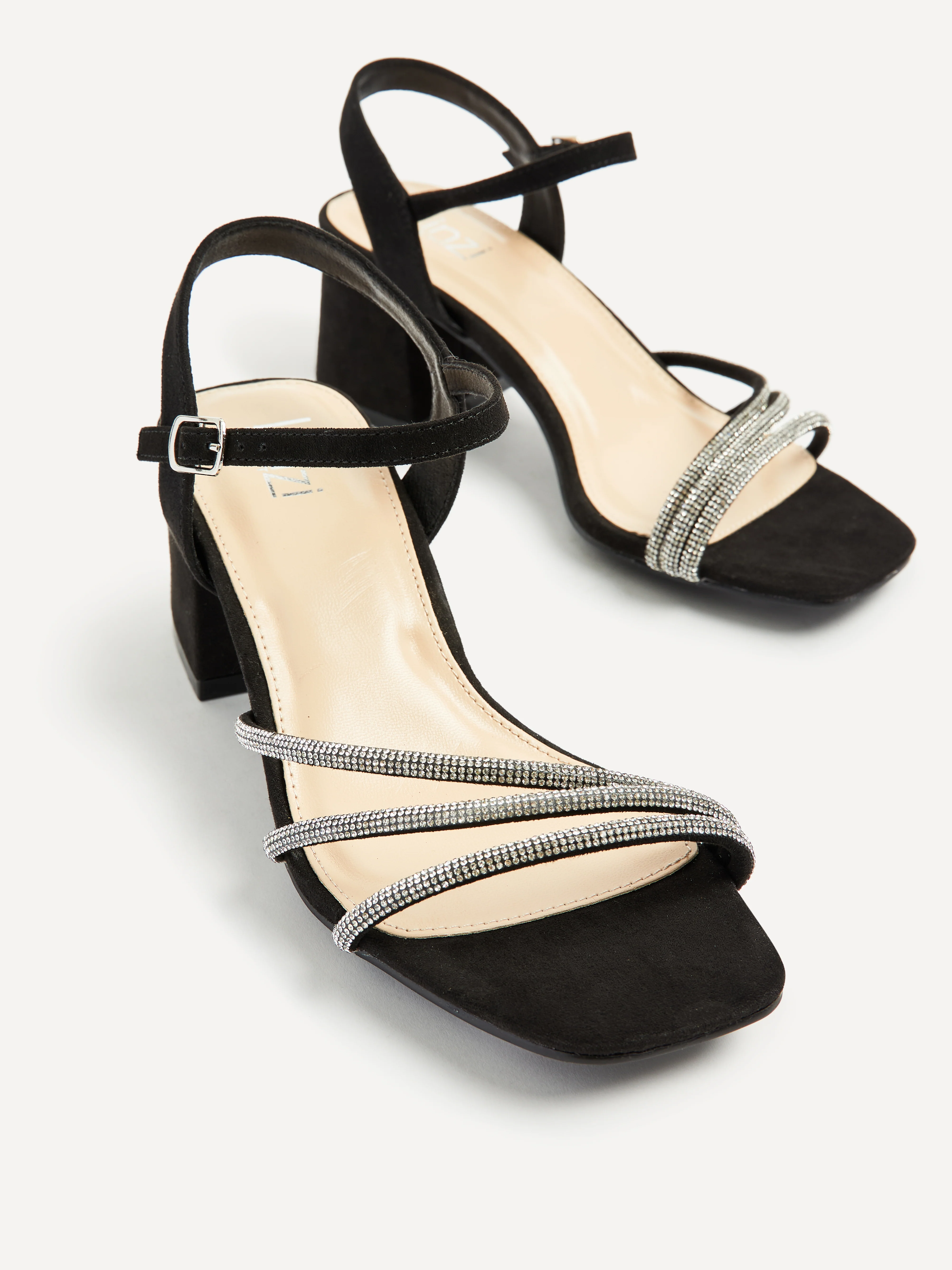 Mariah Wide Fit Black Diamante Heels - Image 4