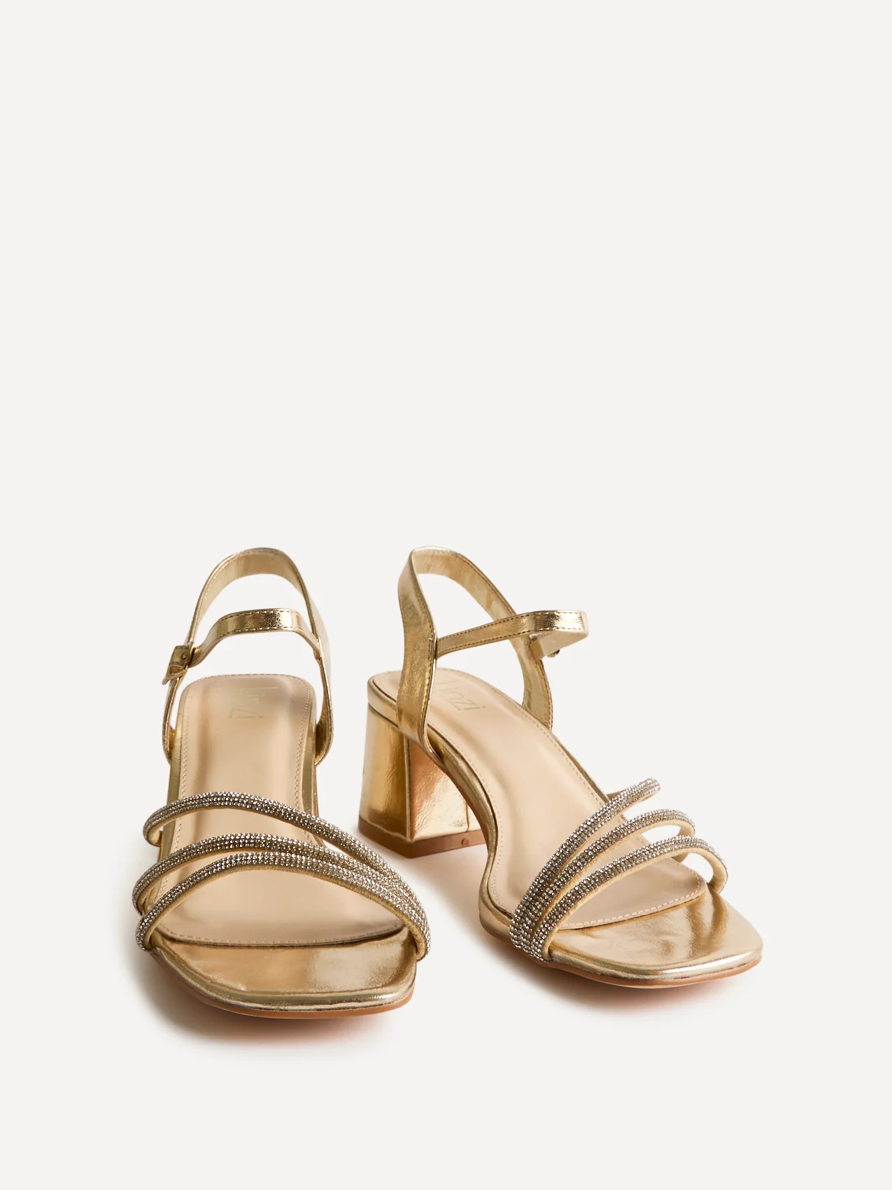 Mariah Wide Fit Gold Diamante Heels - Image 3