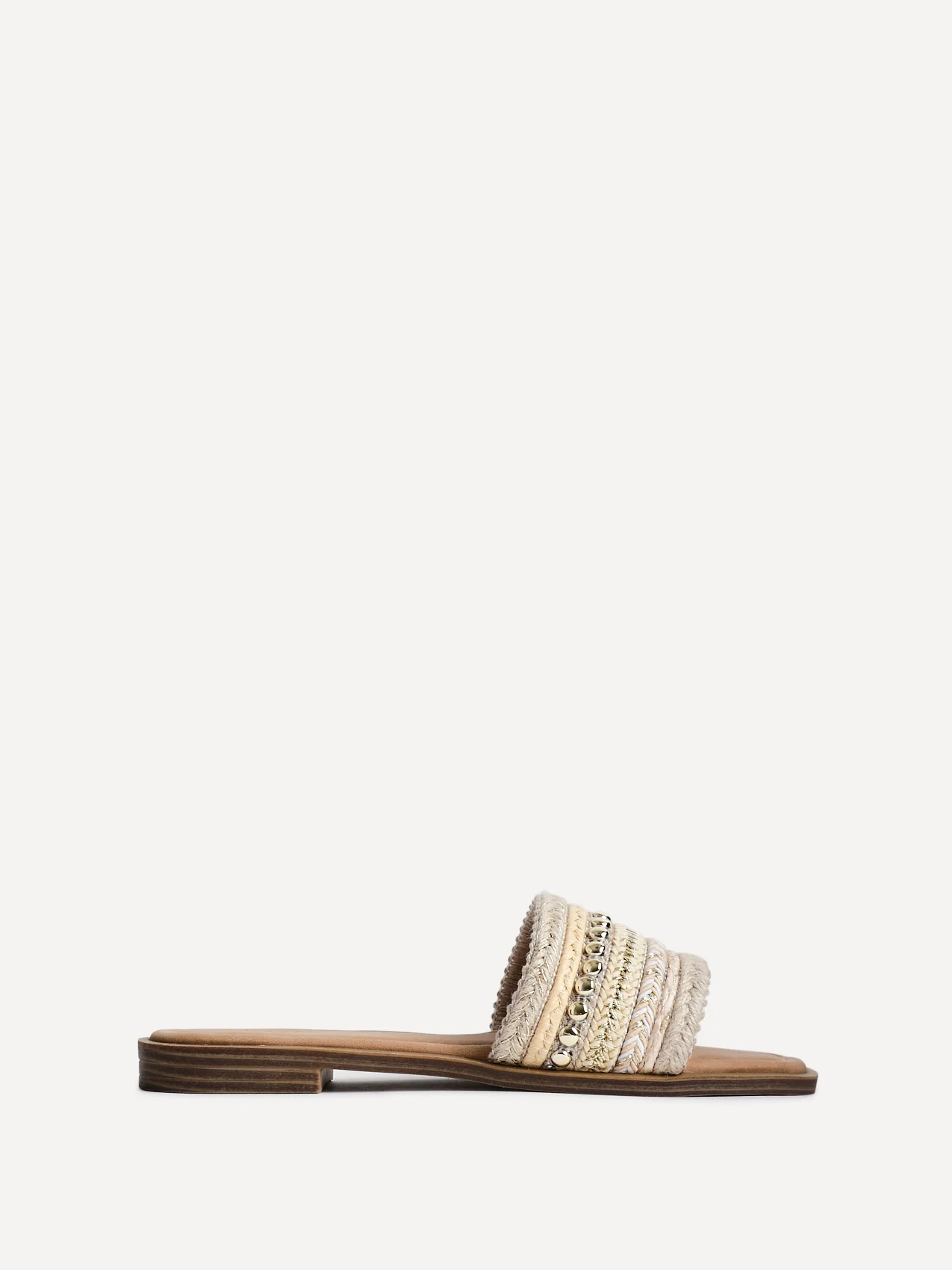 Mariel Natural Embellished Flat Sandals - Image 2