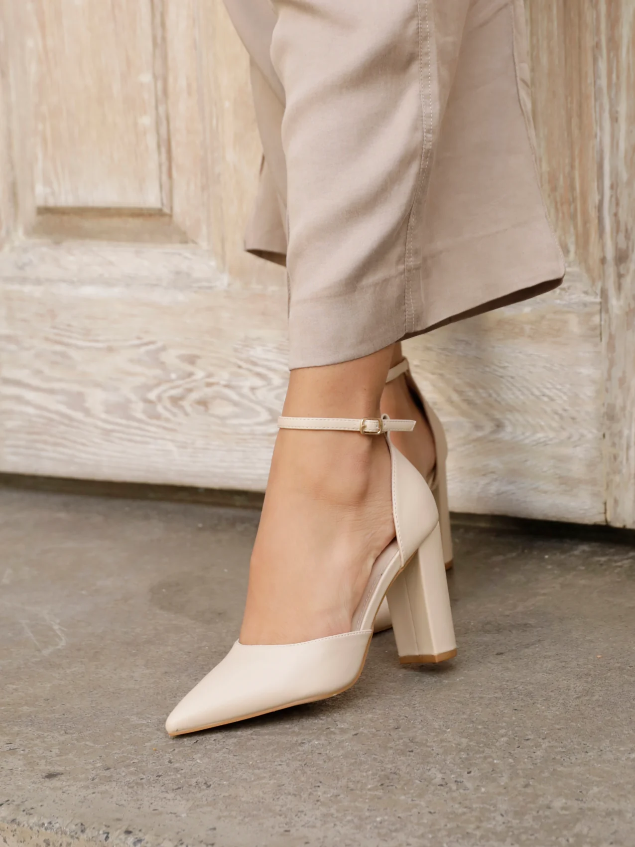 Marlie Nude Faux Leather Court Heels - Image 6