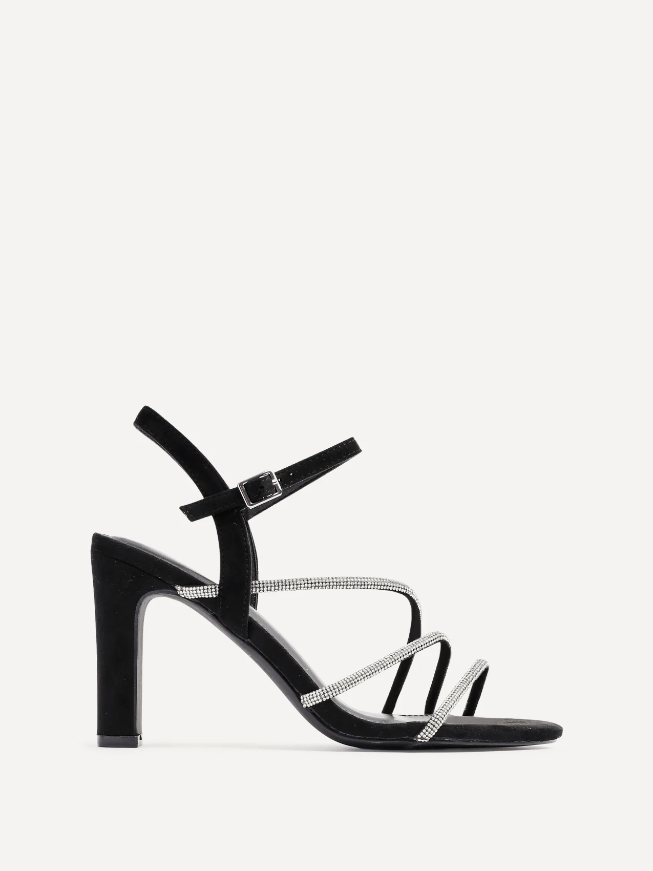 Matilda Black Diamante Block Heels