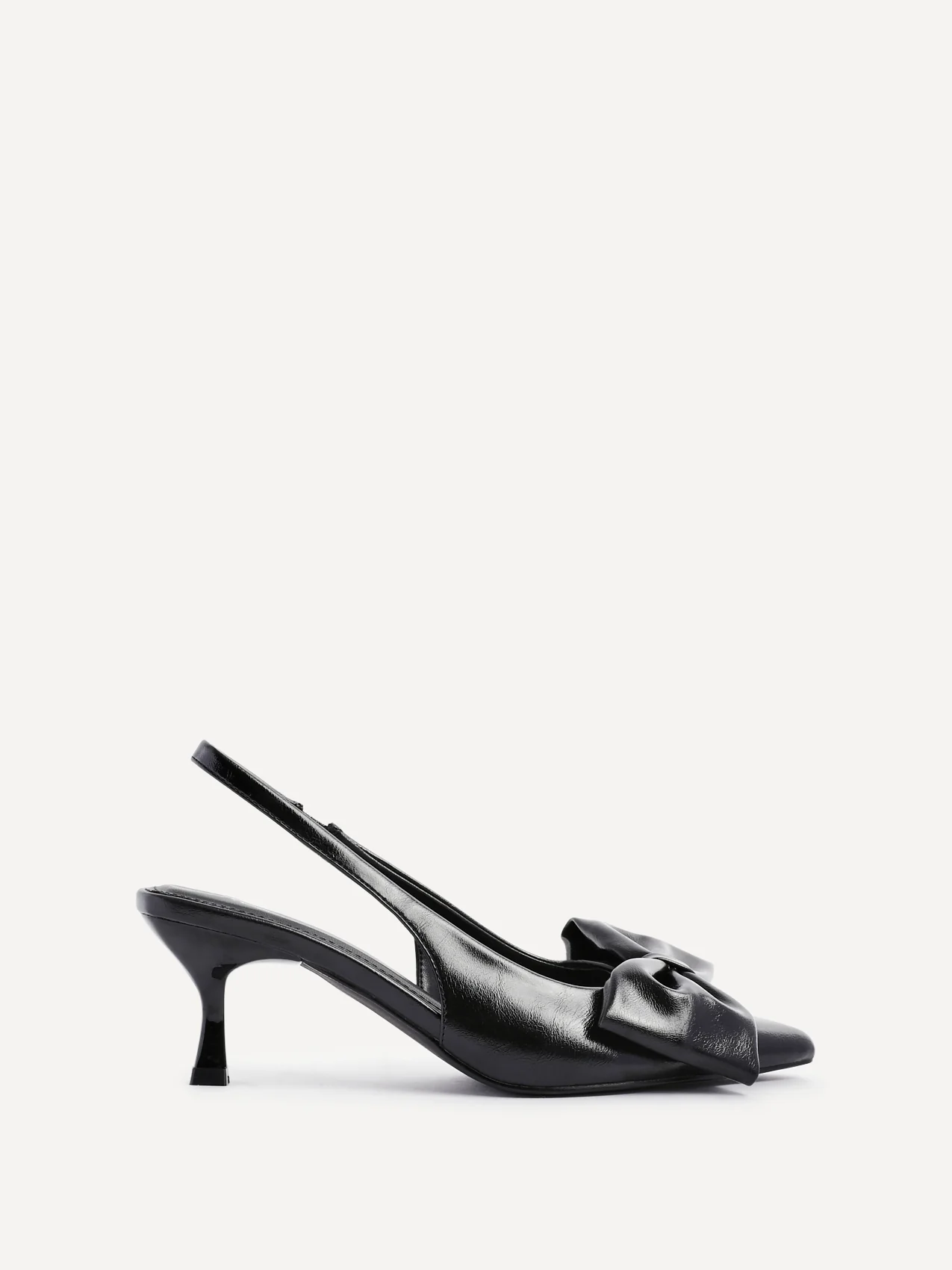 Merlot Black Bow Court Heels - Image 3