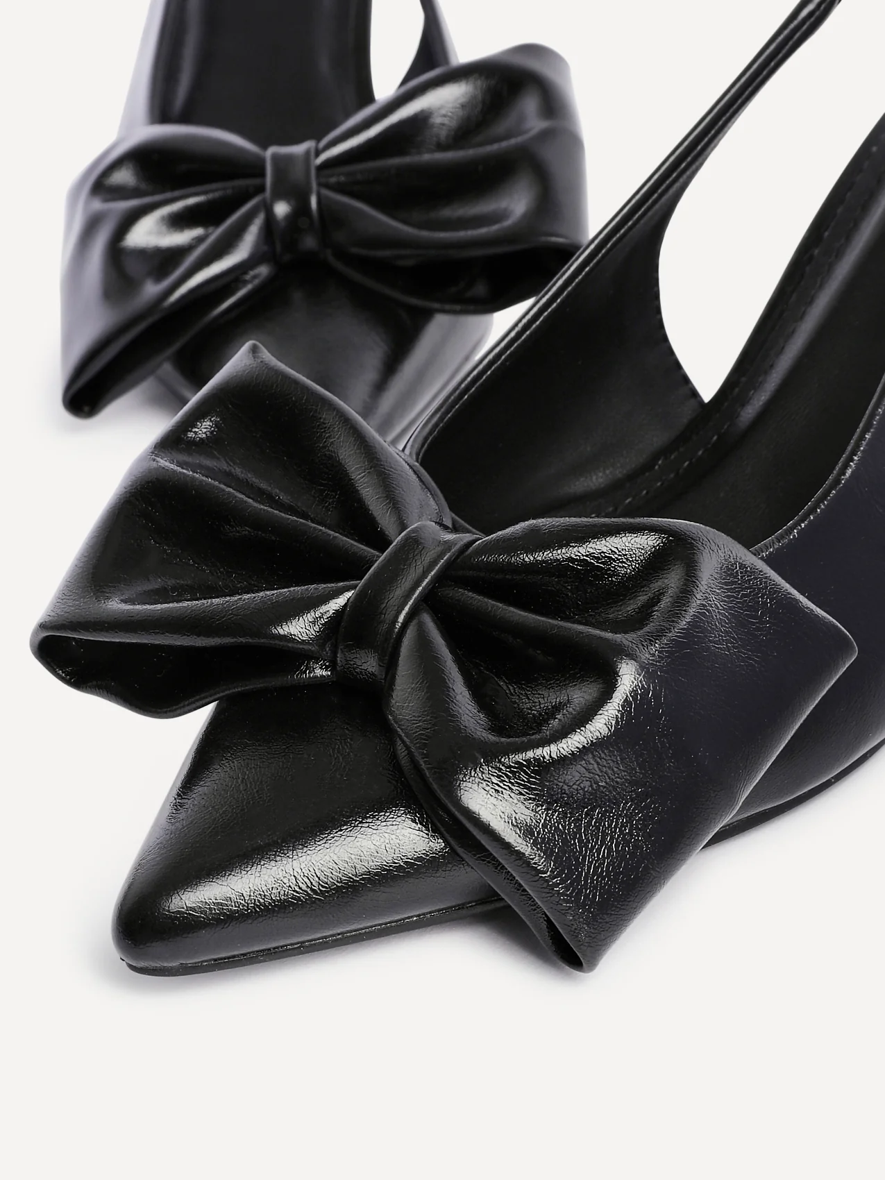 Merlot Black Bow Court Heels - Image 5