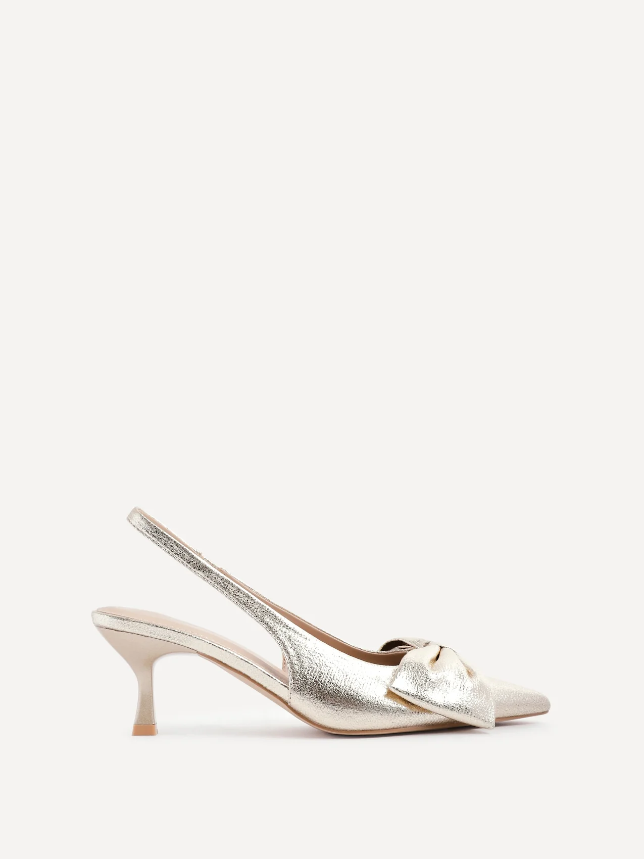 Merlot Gold Bow Court Heels - Image 2