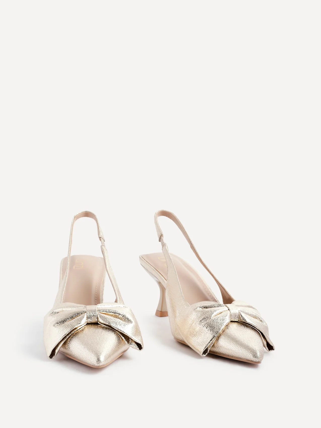 Merlot Gold Bow Court Heels - Image 3