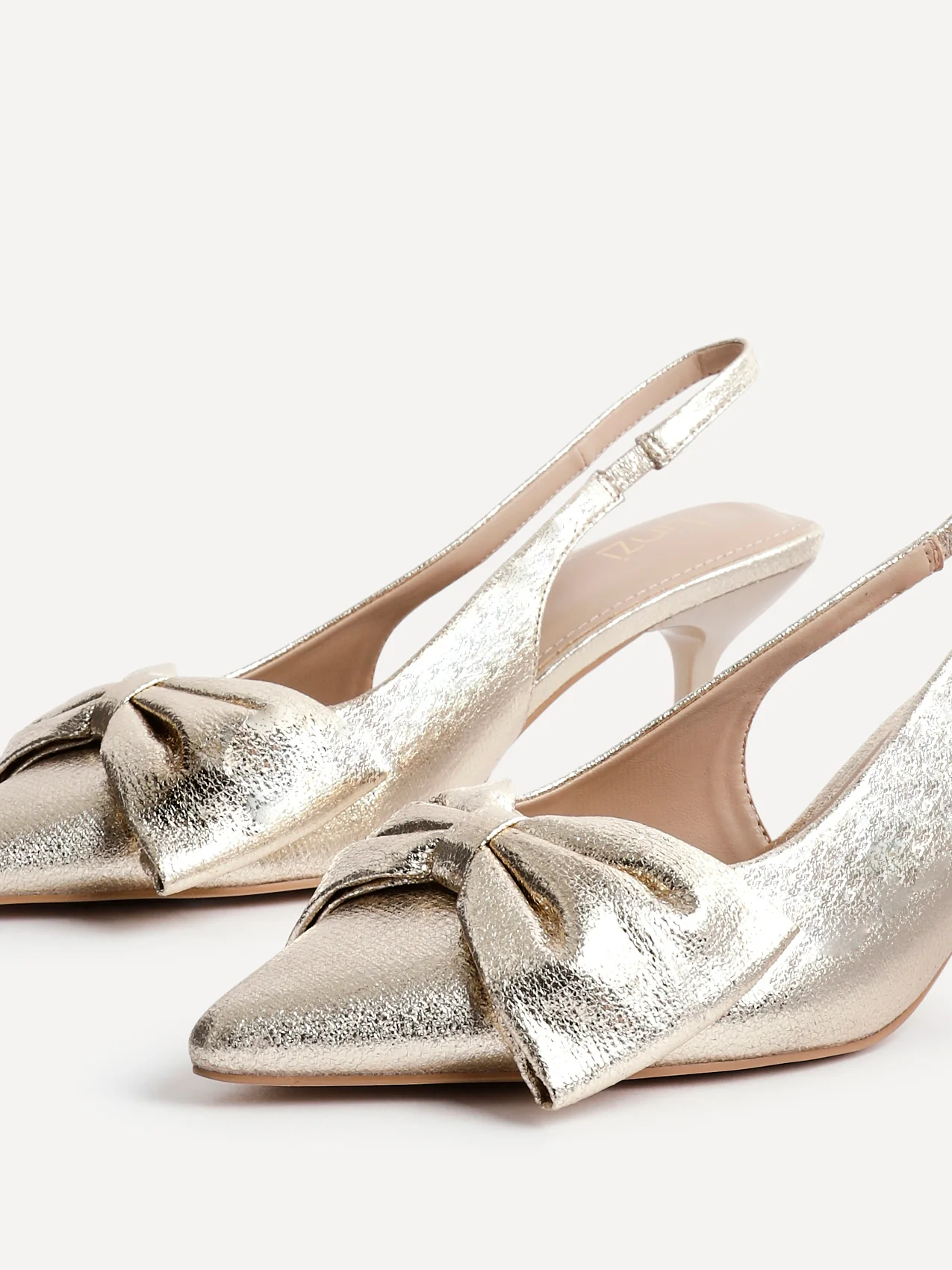 Merlot Gold Bow Court Heels - Image 4