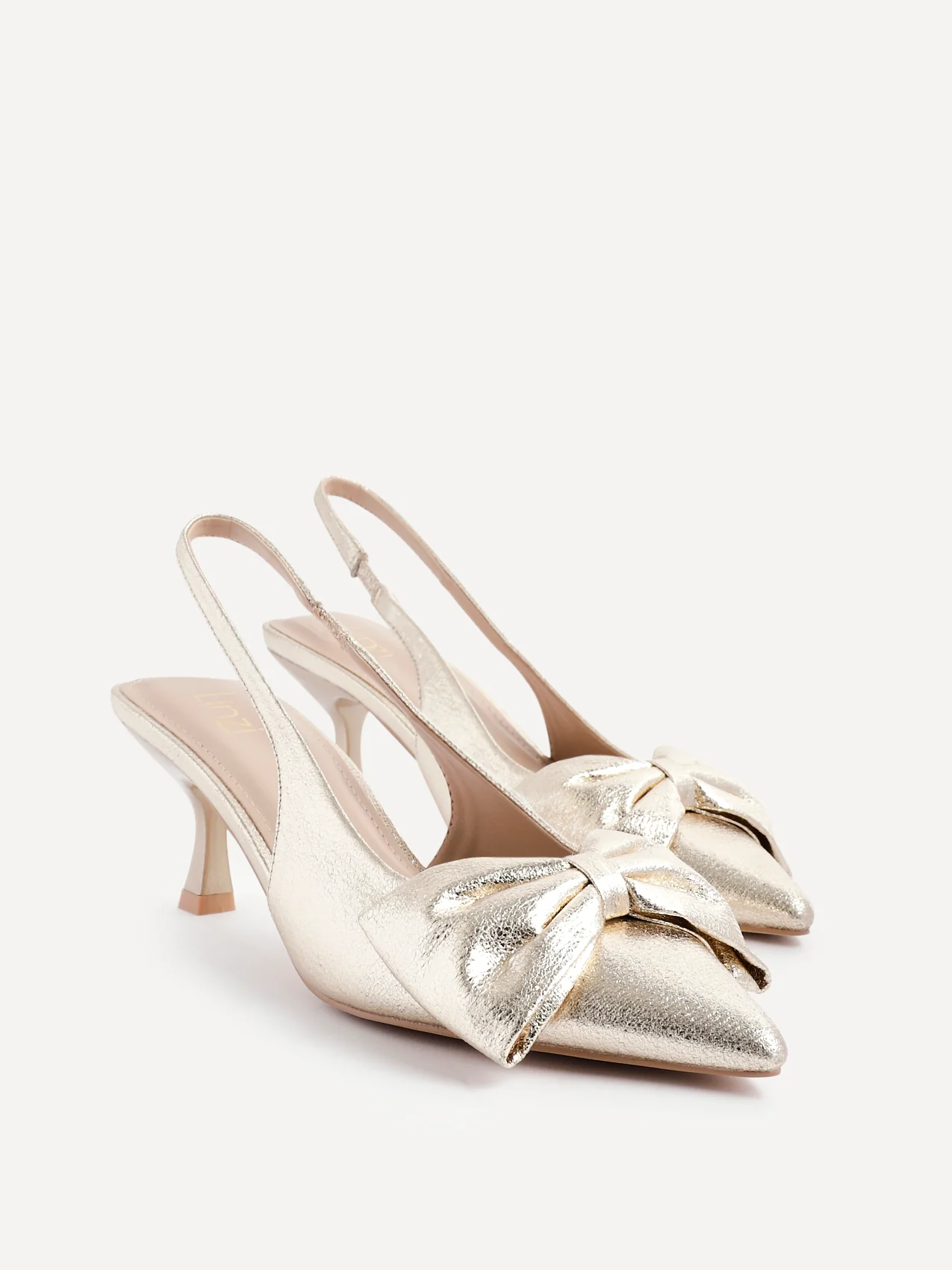 Merlot Gold Bow Court Heels - Image 5
