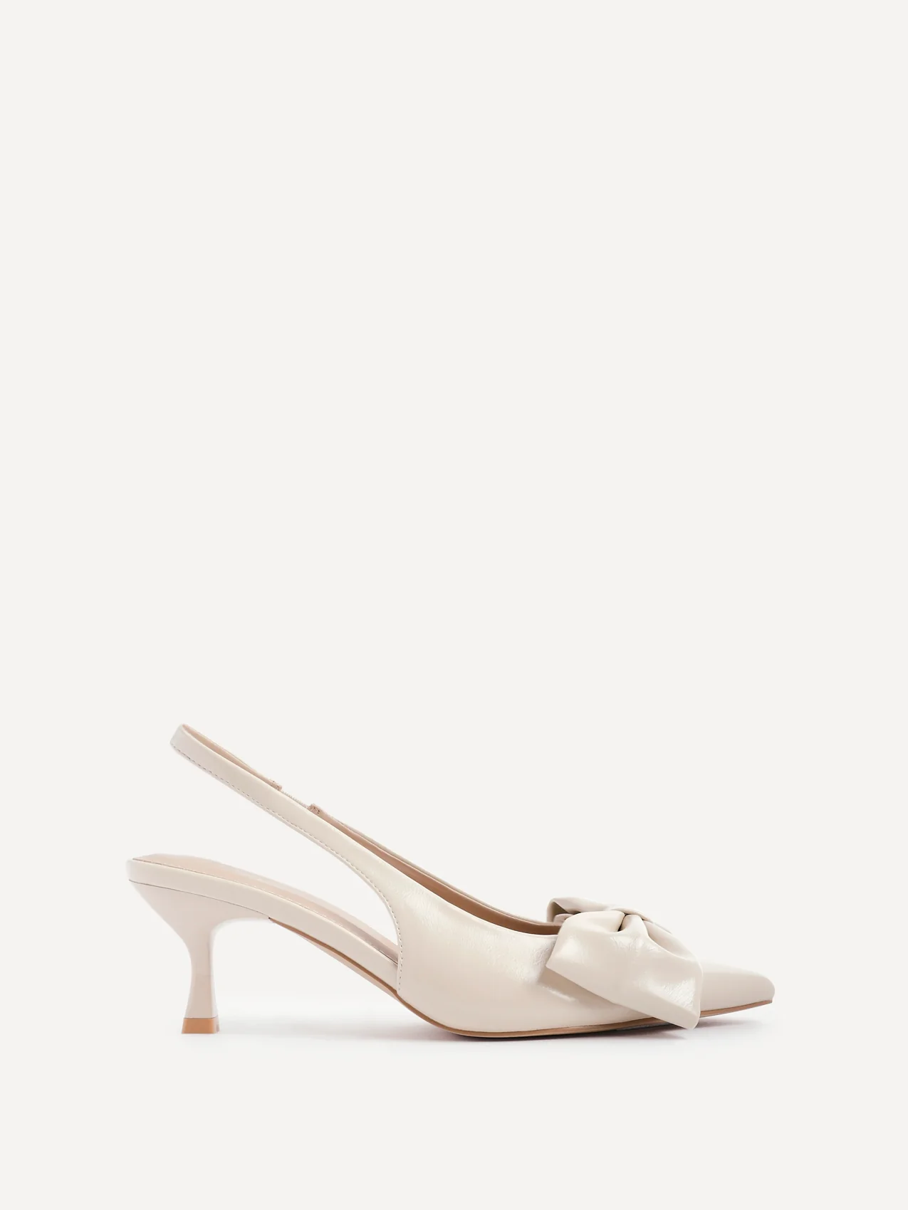 Merlot Nude Bow Court Heels - Image 2