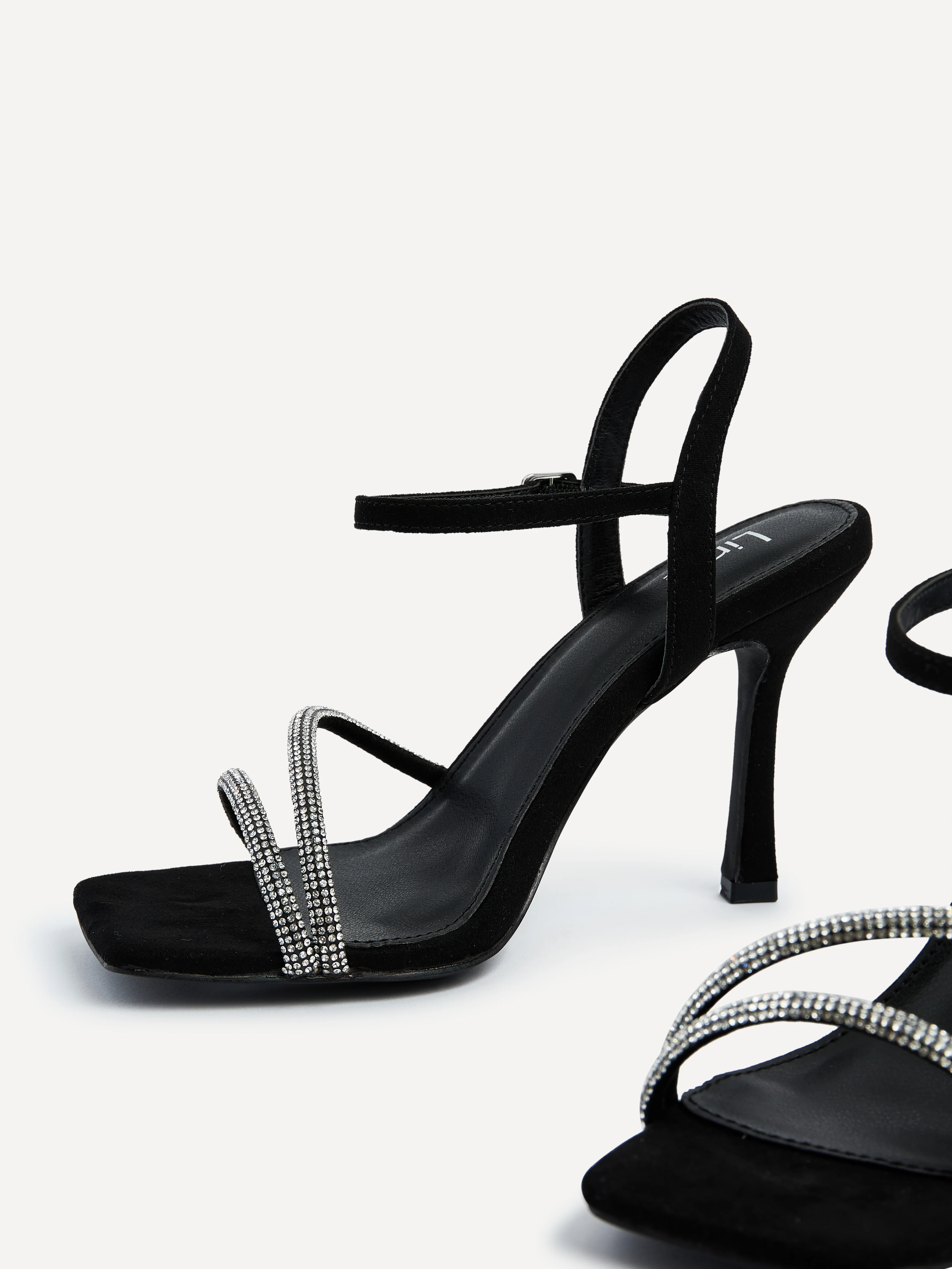 Mesmerize Black Diamante Heeled Sandals - Image 4