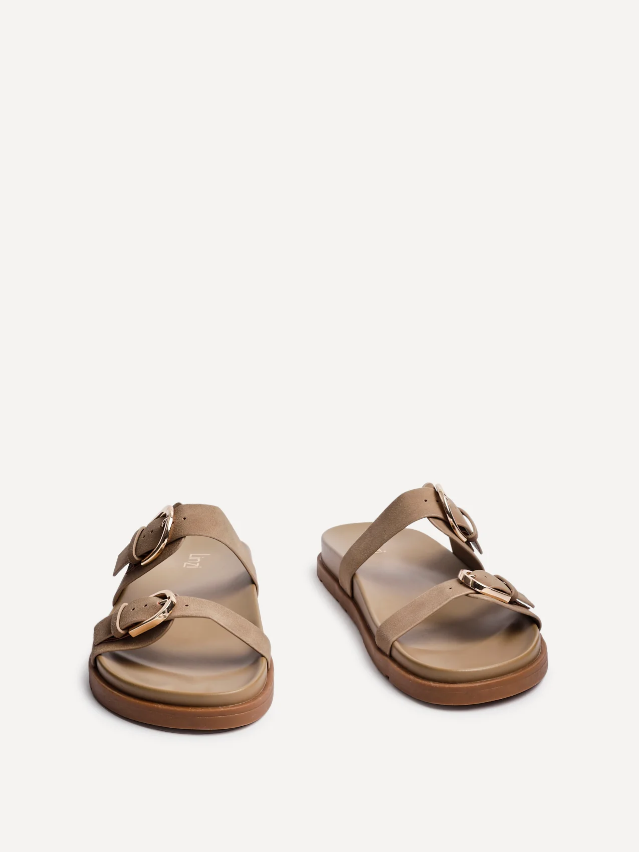 Miko Taupe Double Buckle Sandals - Image 3