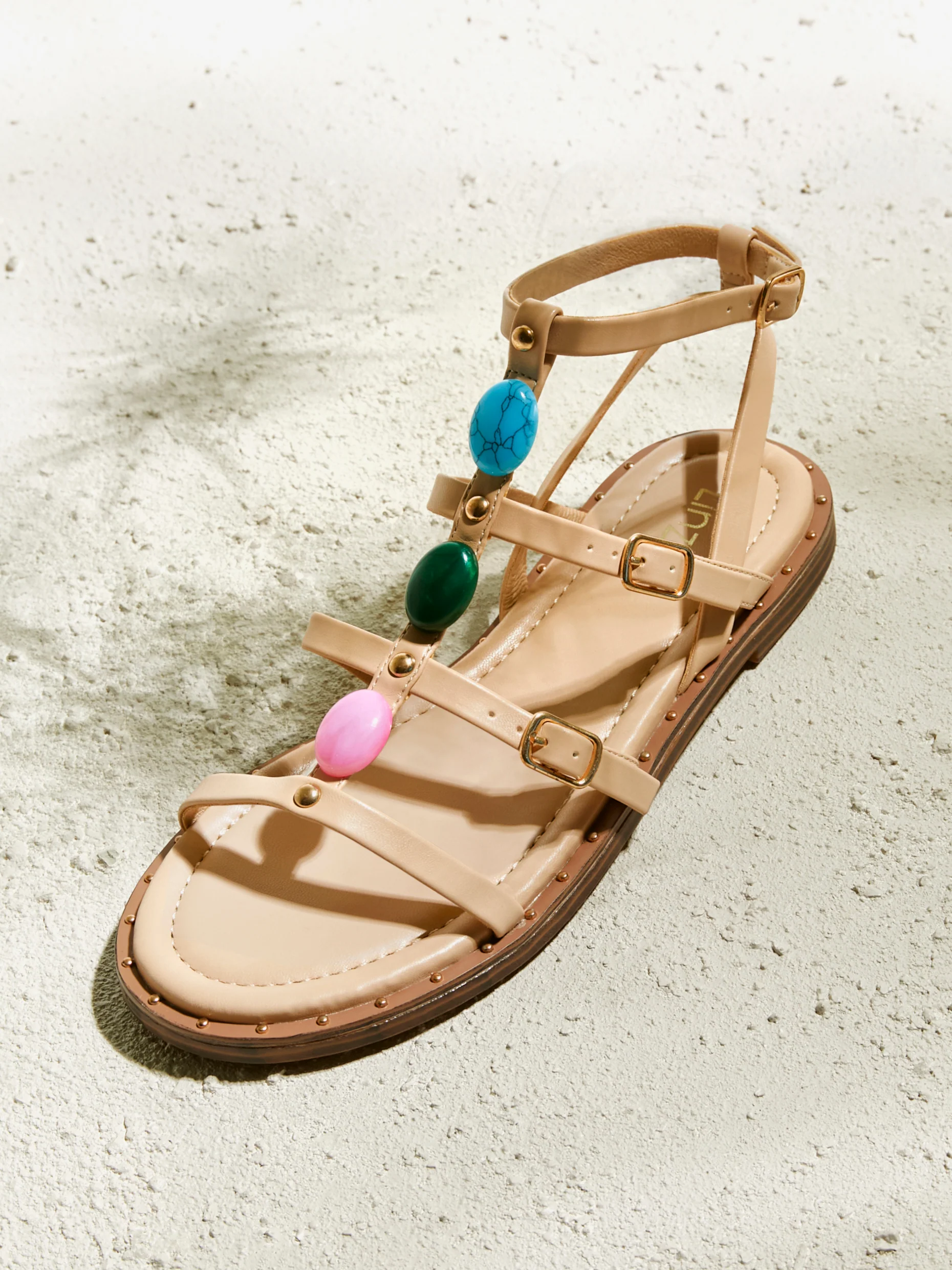 Mimi Nude Gladiator Flat Sandals