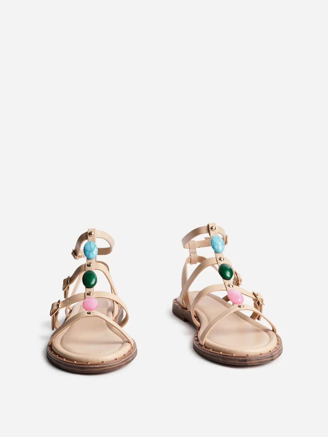 Mimi Nude Gladiator Flat Sandals - Image 3