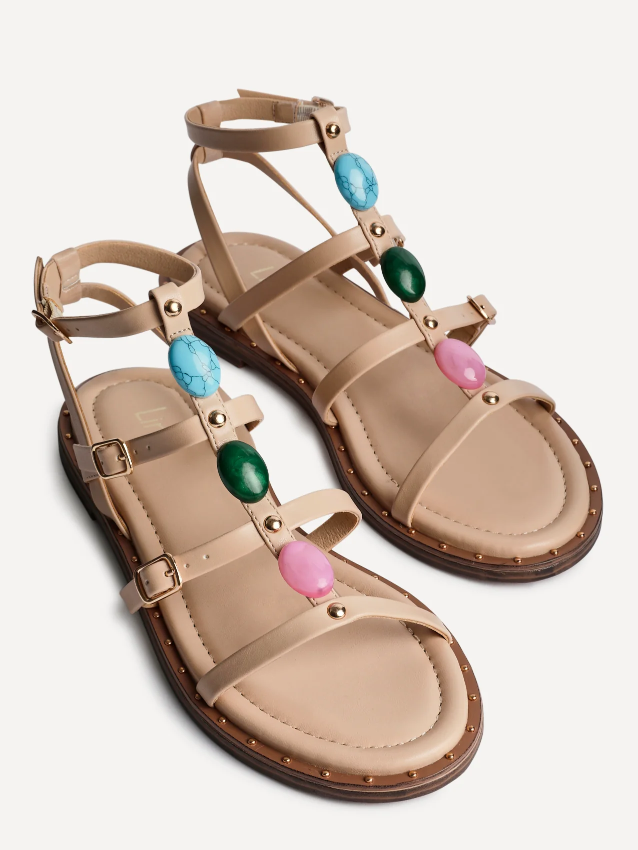 Mimi Nude Gladiator Flat Sandals - Image 4