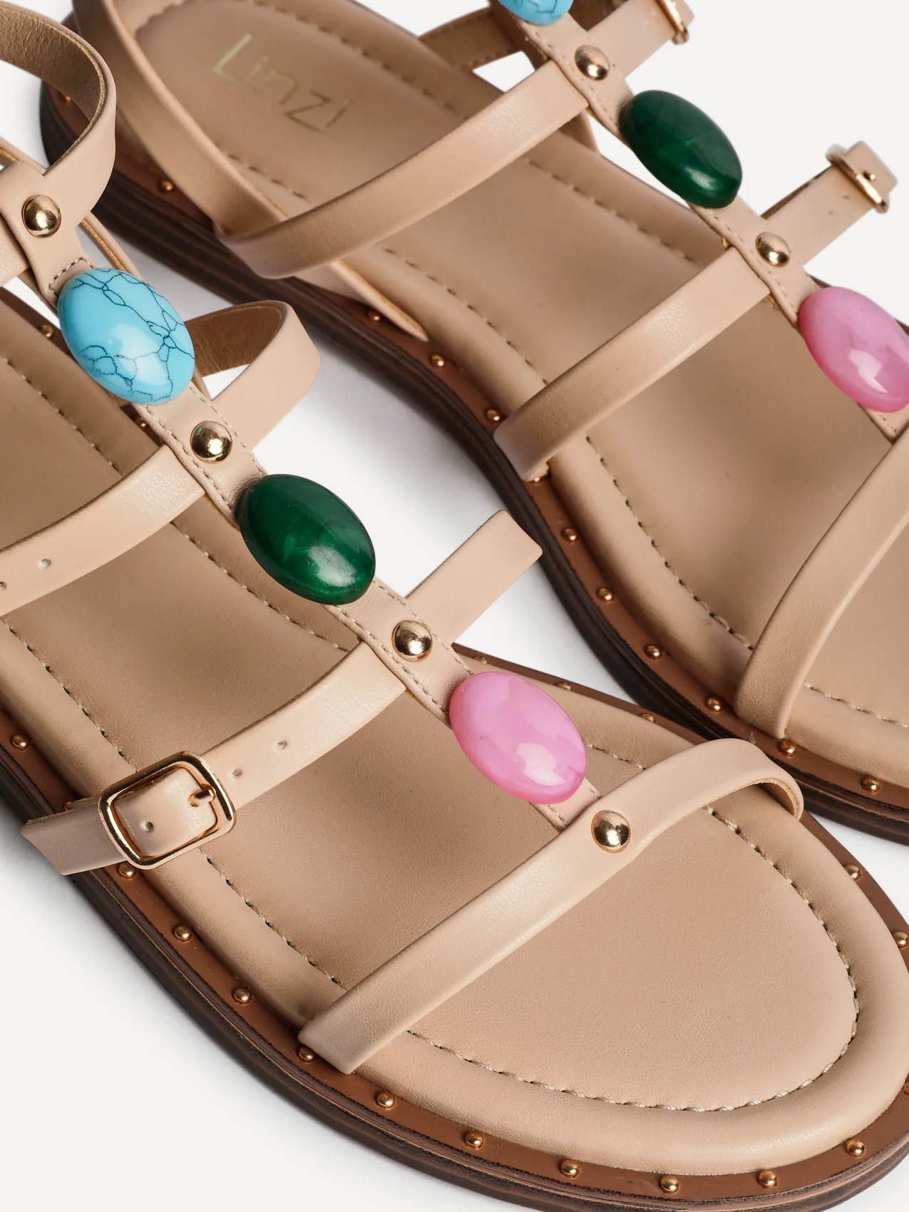 Mimi Nude Gladiator Flat Sandals - Image 5