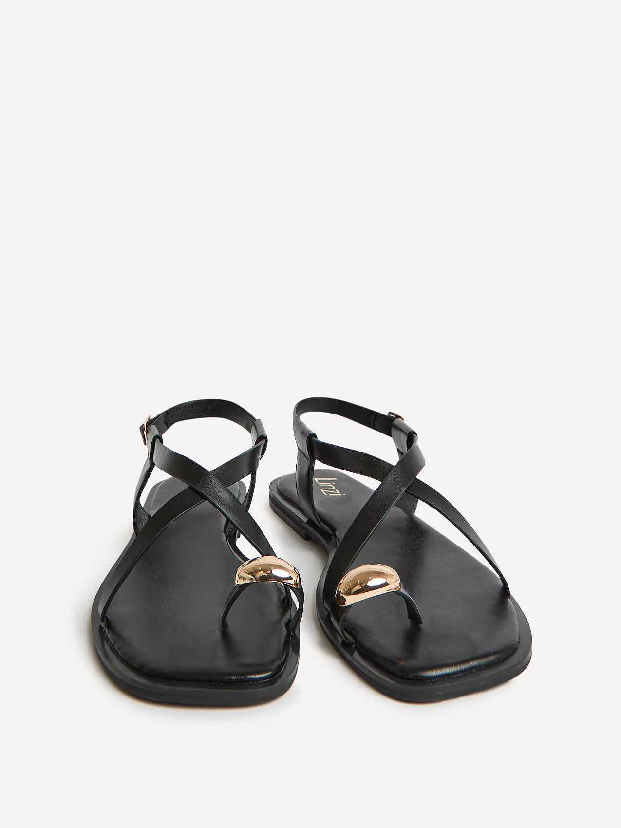 Mist Black Toe Ring Flat Sandals - Image 3