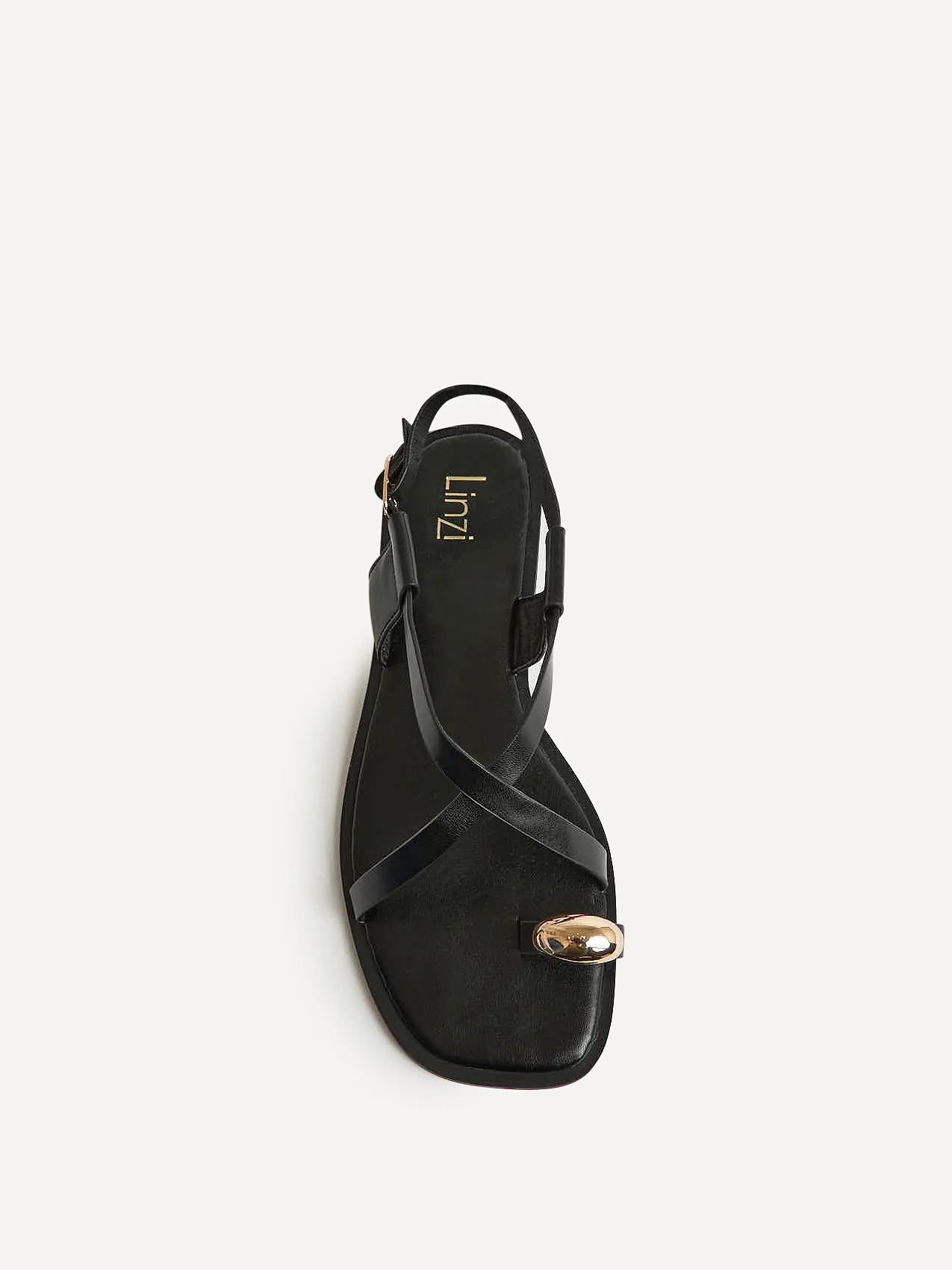 Mist Black Toe Ring Flat Sandals - Image 4