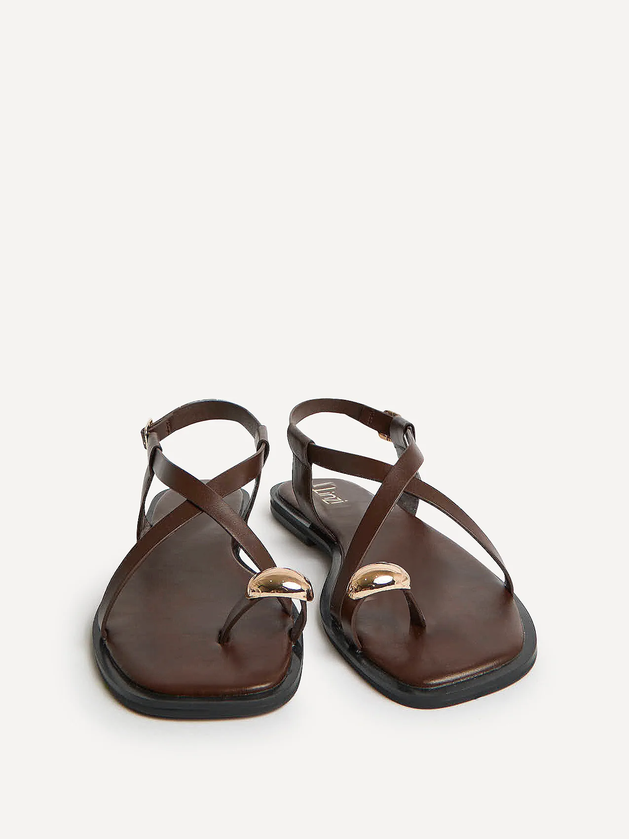 Mist Brown Toe Ring Flat Sandals - Image 3