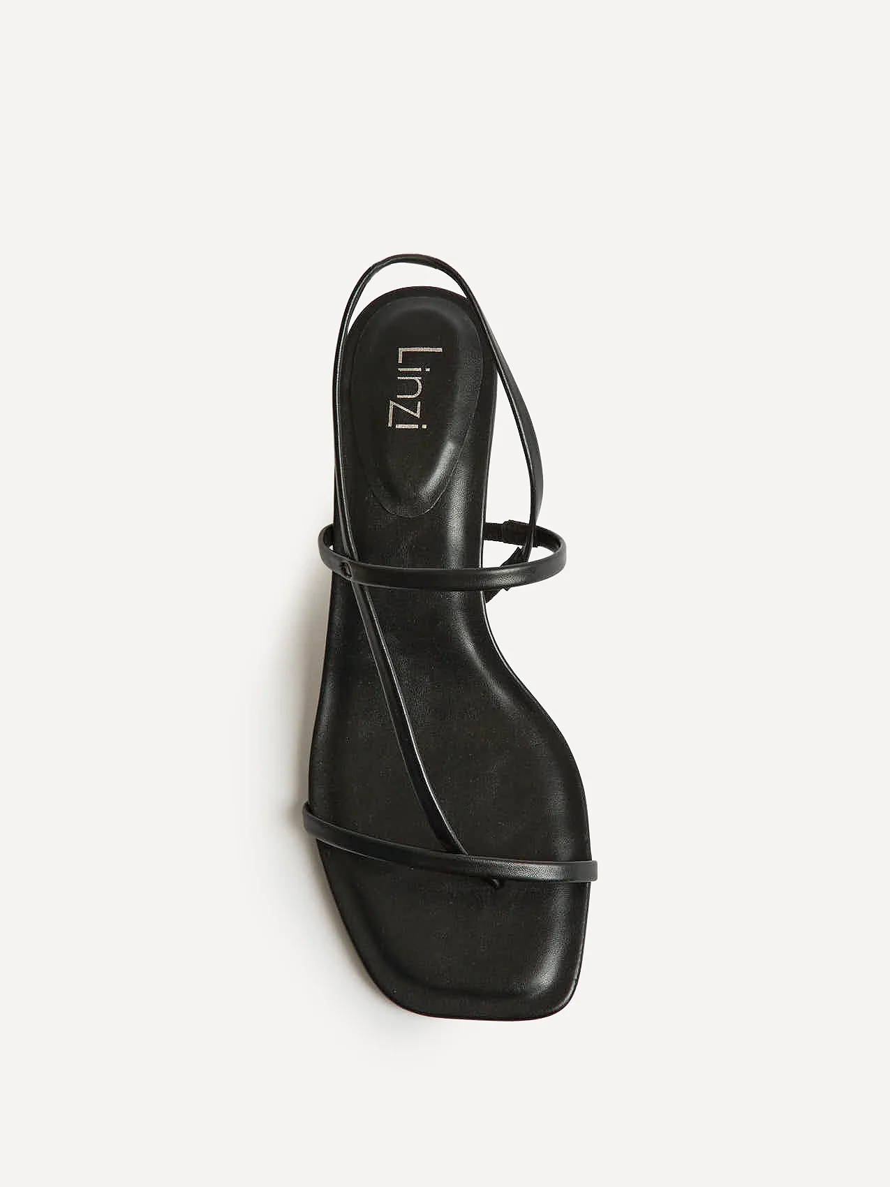 Mode Black Faux Leather Heeled Sandals - Image 4