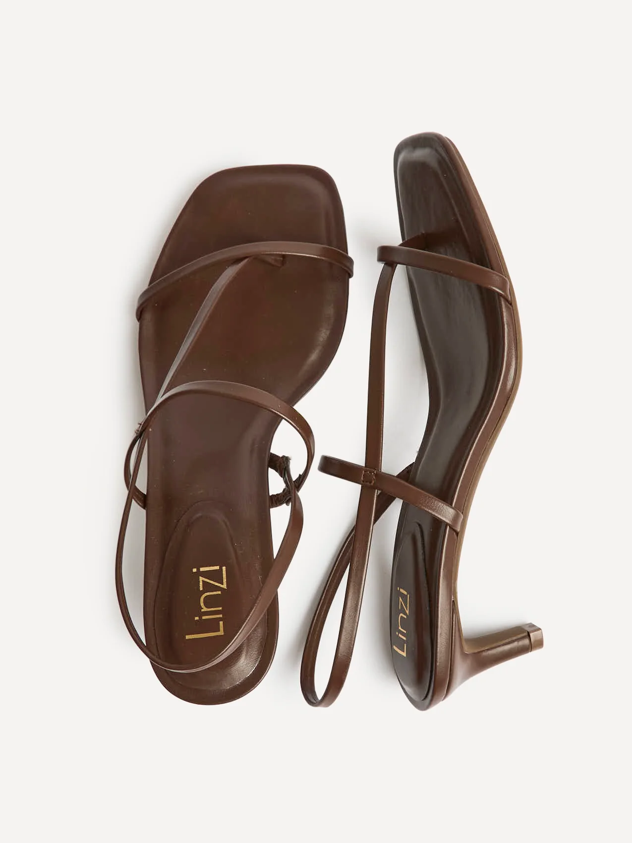 Mode Brown Faux Leather Heeled Sandals - Image 5