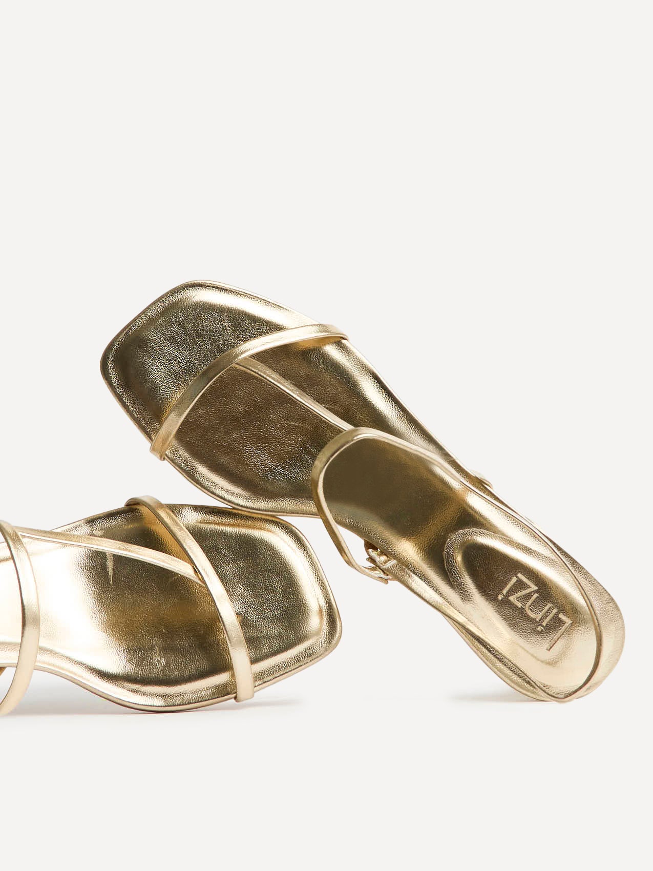 Mode Gold Faux Leather Heeled Sandals - Image 5