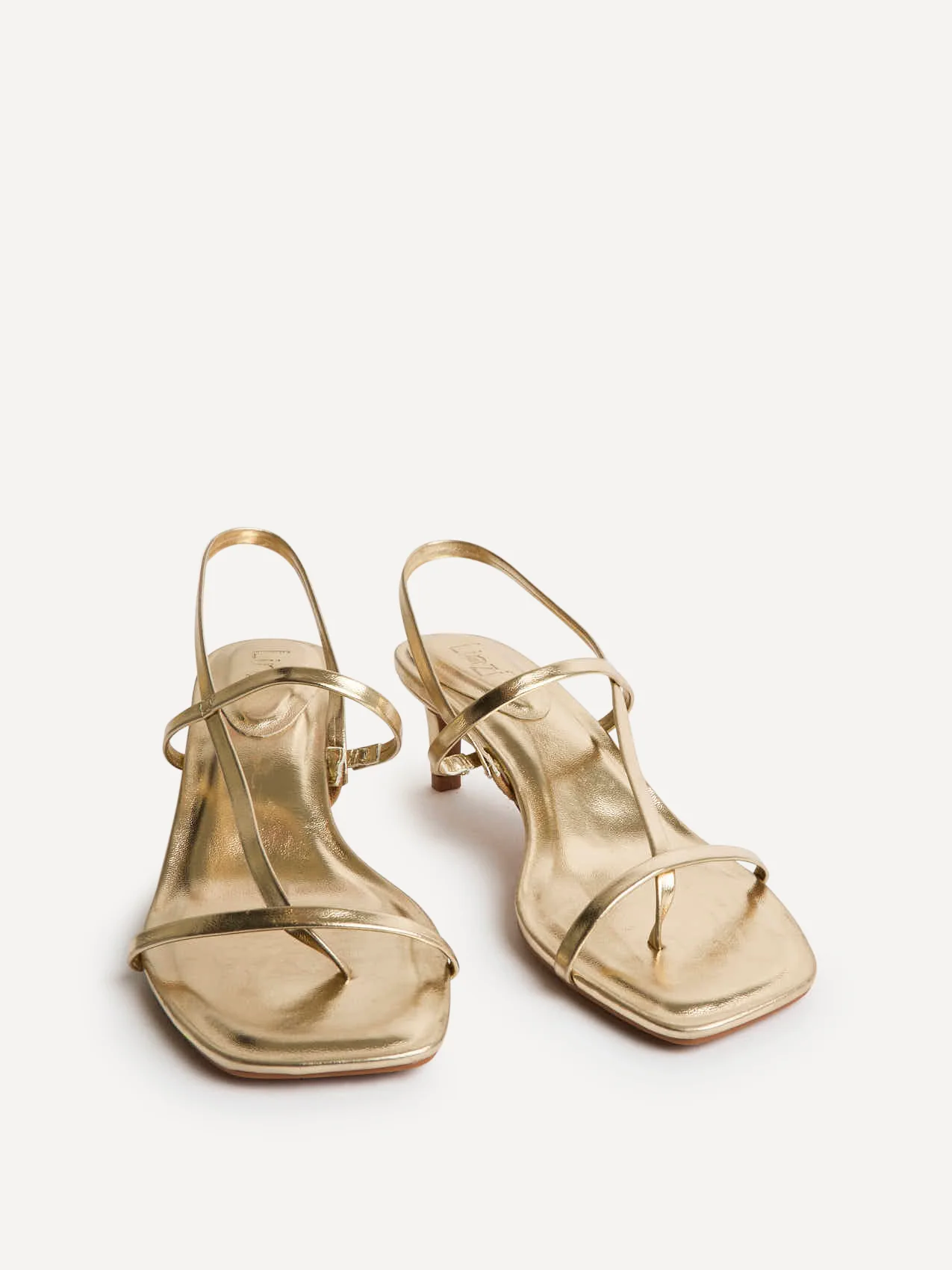 Mode Gold Faux Leather Heeled Sandals - Image 6
