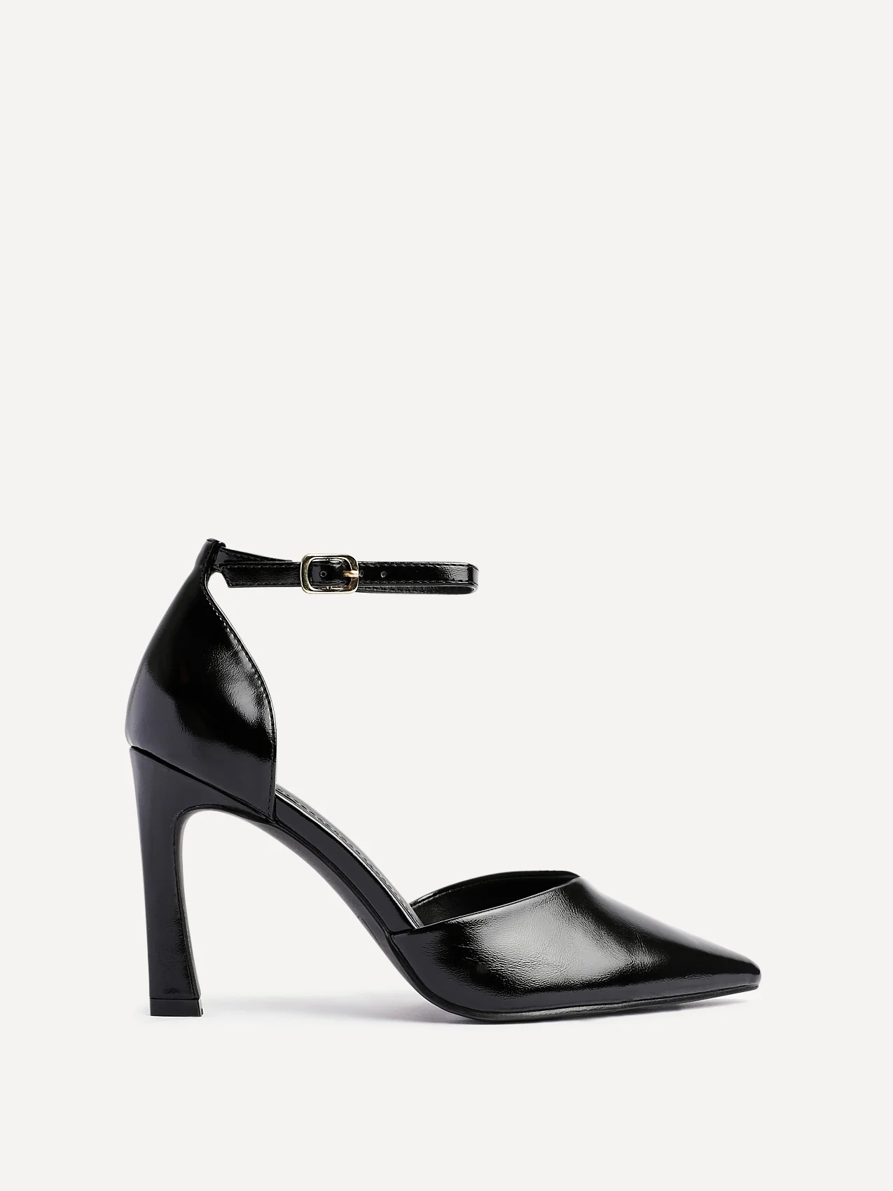 Moira Black Faux Leather V Cut Court Heels - Image 2
