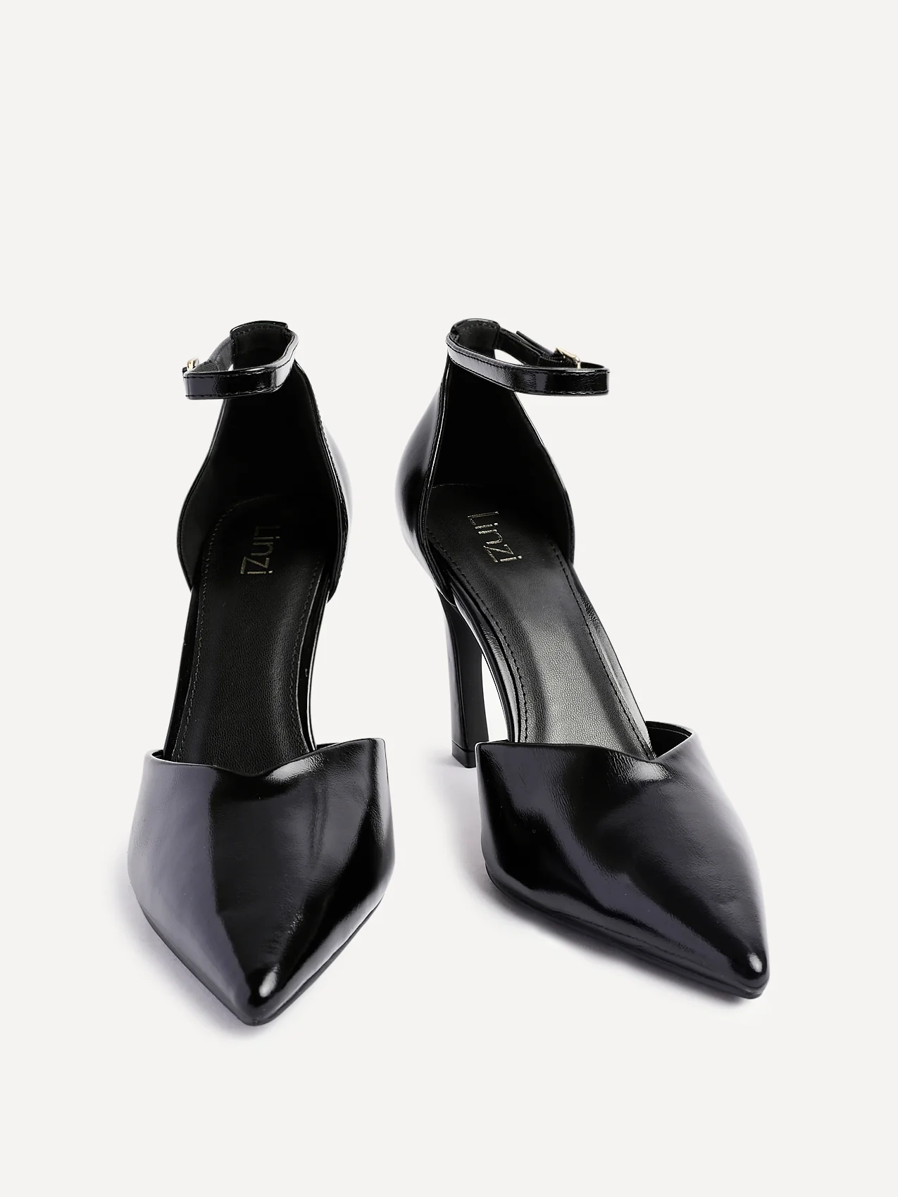 Moira Black Faux Leather V Cut Court Heels - Image 3