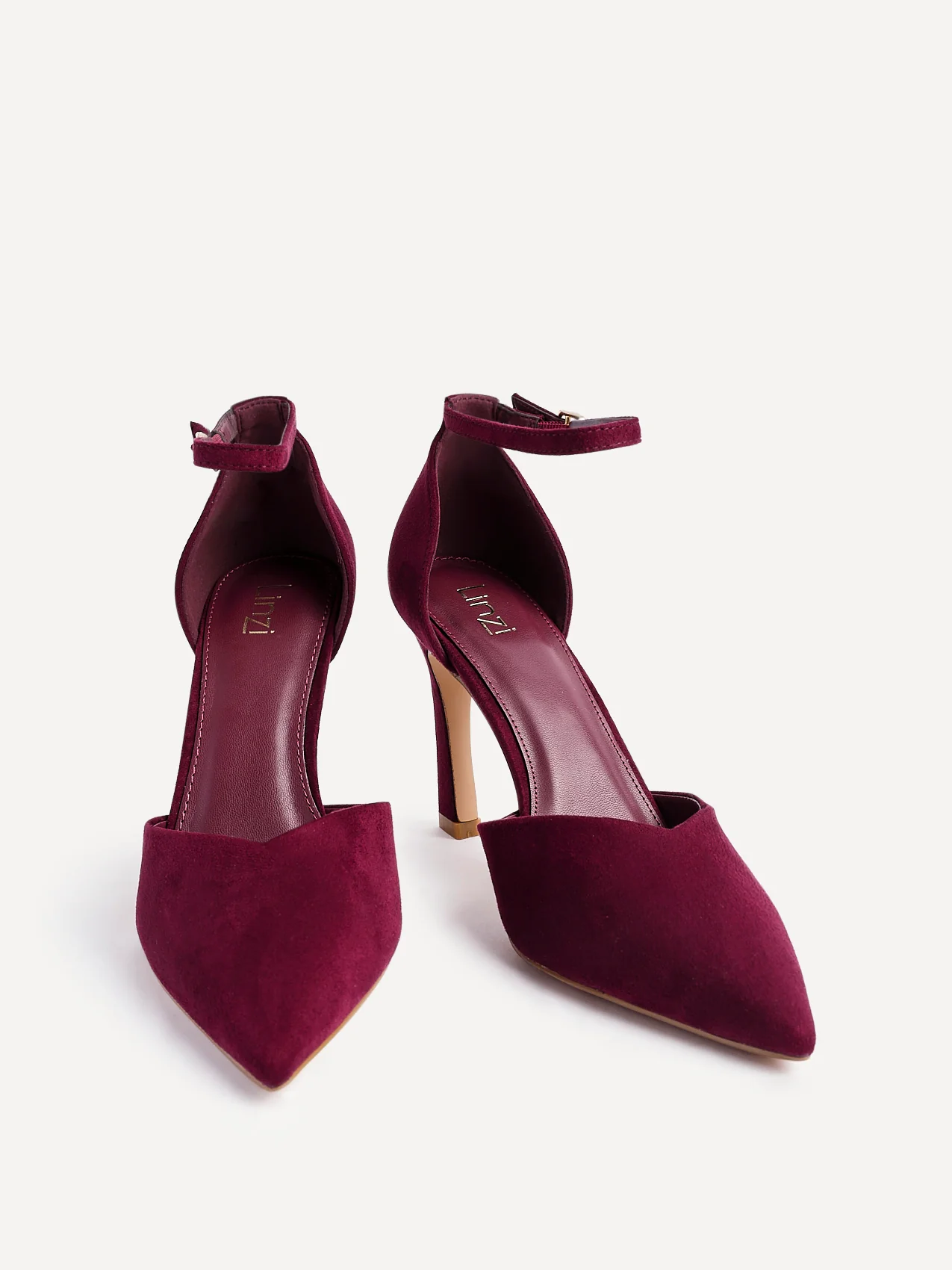Moira Burgundy Faux Suede V Cut Court Heels - Image 3