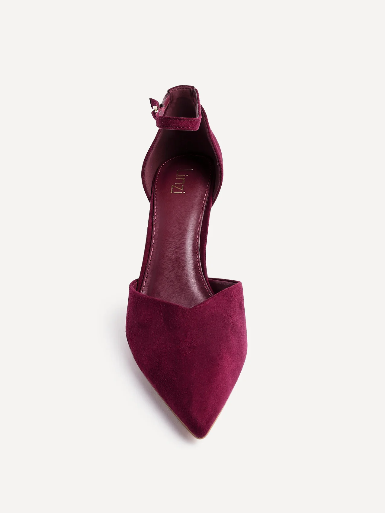 Moira Burgundy Faux Suede V Cut Court Heels - Image 4