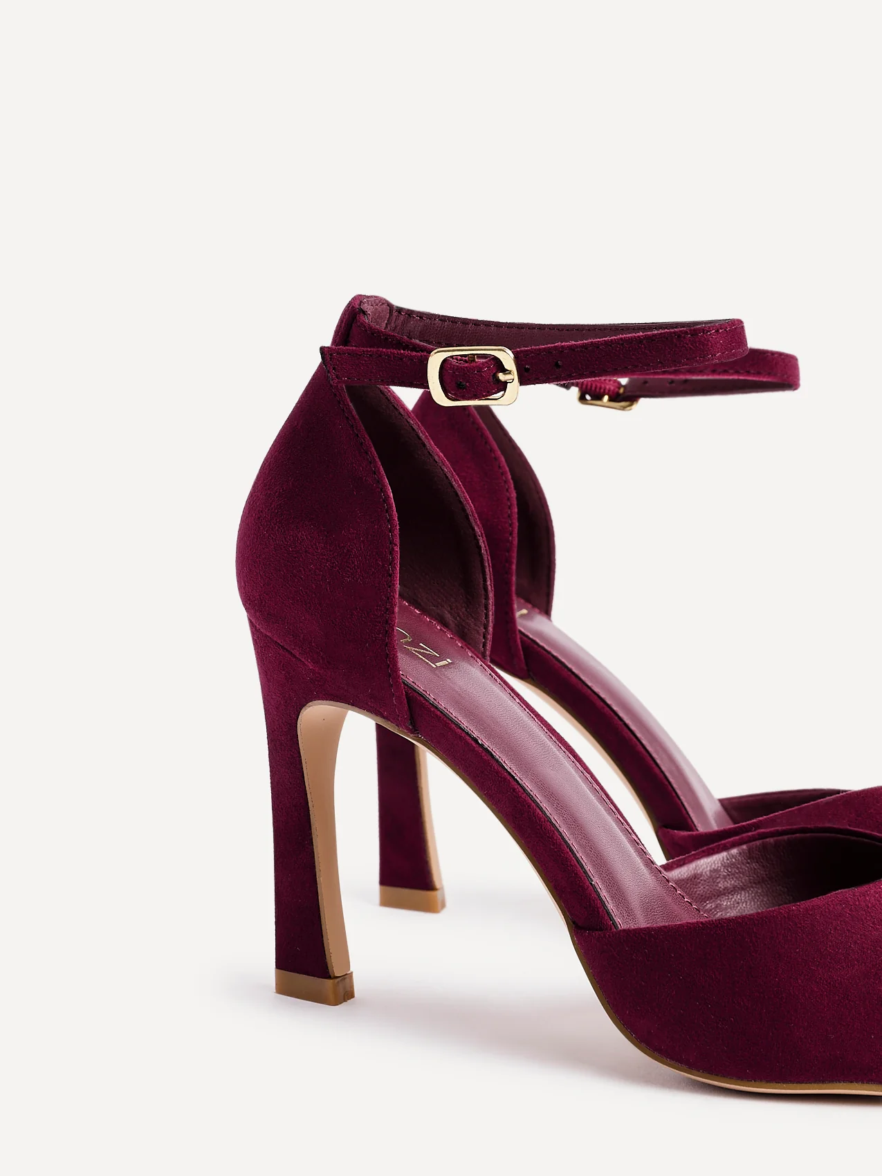 Moira Burgundy Faux Suede V Cut Court Heels - Image 5