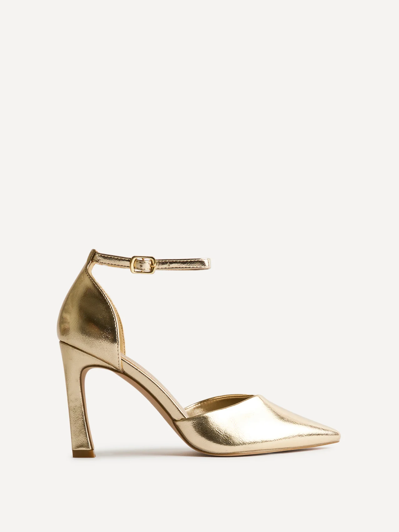 Moira Gold Faux Leather V Cut Court Heels - Image 2