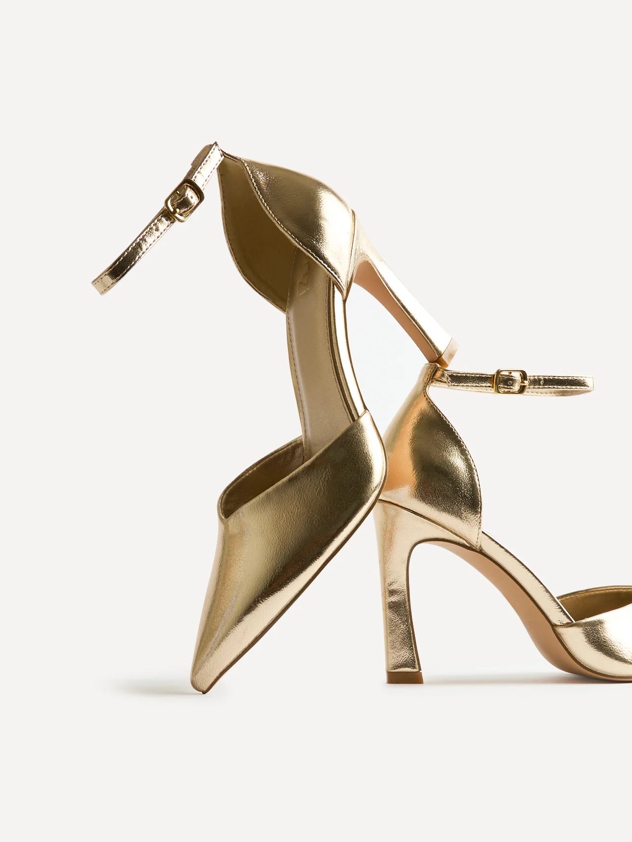 Moira Gold Faux Leather V Cut Court Heels - Image 5