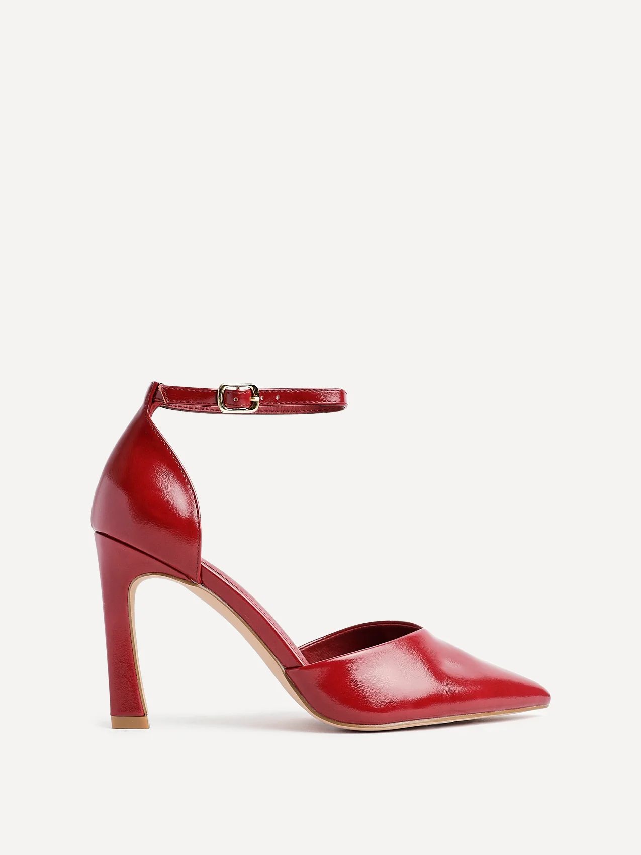 Moira Red Faux Leather V Cut Court Heelsv - Image 2