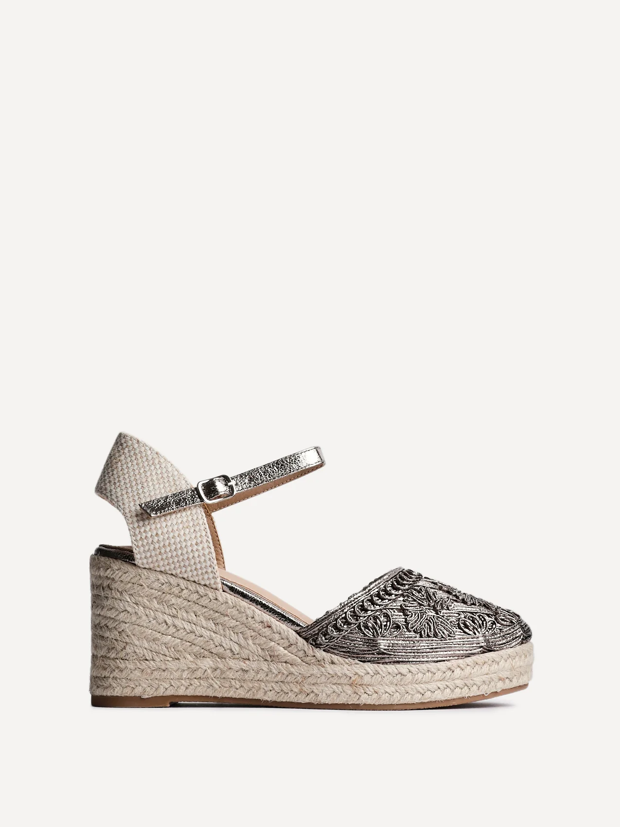 Mystic Pewter Embroidered Espadrille Wedges - Image 2