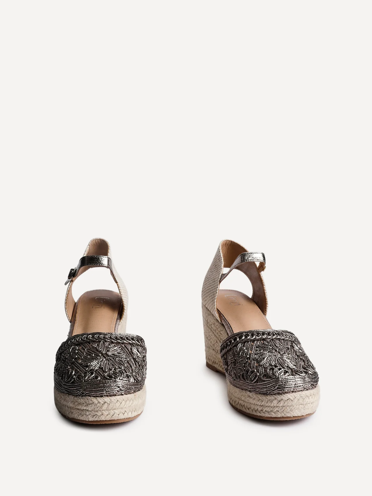 Mystic Pewter Embroidered Espadrille Wedges - Image 3