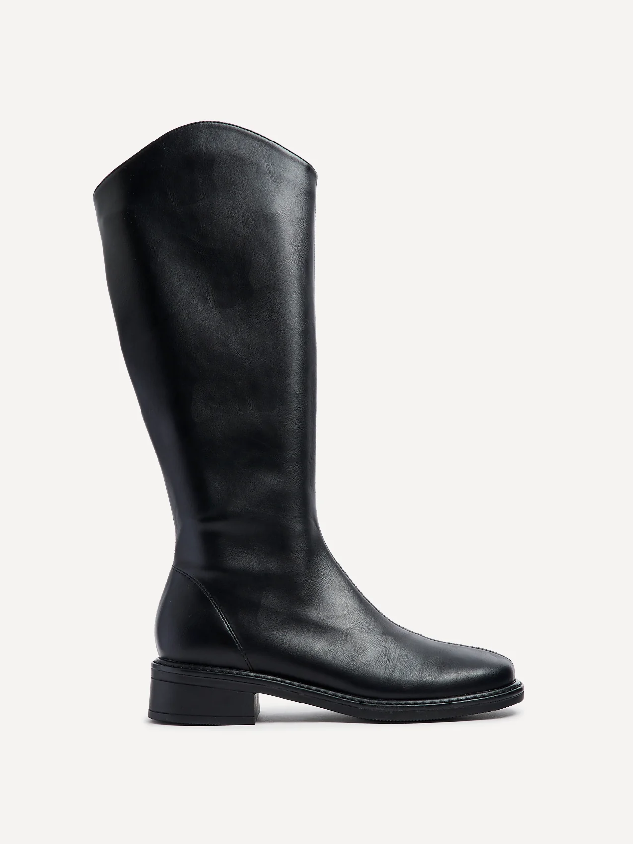 Nadine Black Faux Leather Long Boots - Image 2