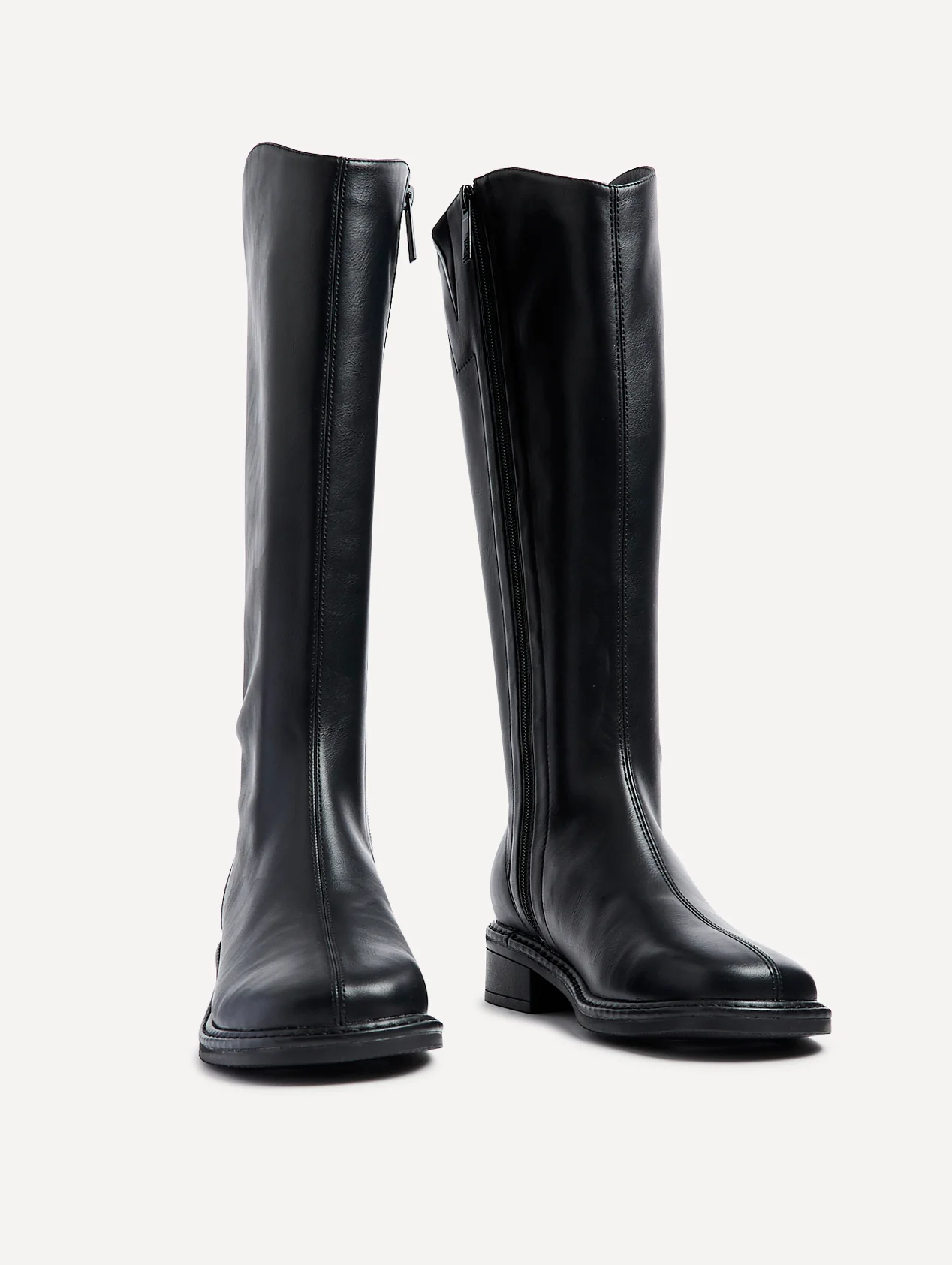 Nadine Black Faux Leather Long Boots - Image 3
