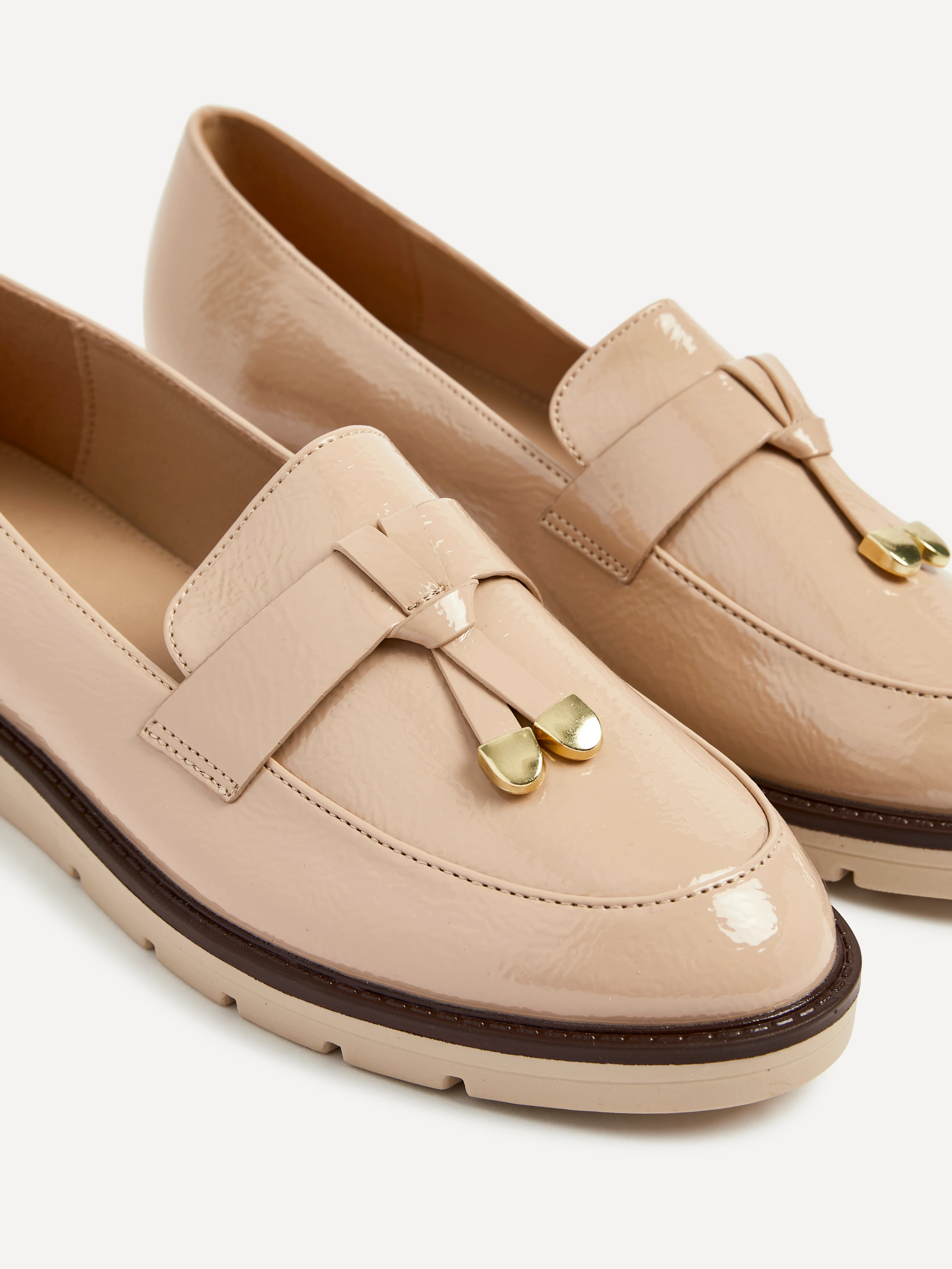 Nancy Mocha Patent Faux Leather Loafers - Image 4