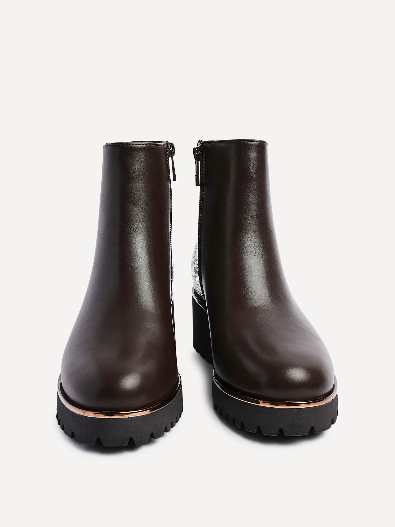 Navigate Brown Croc Wedge Ankle Boots - Image 3