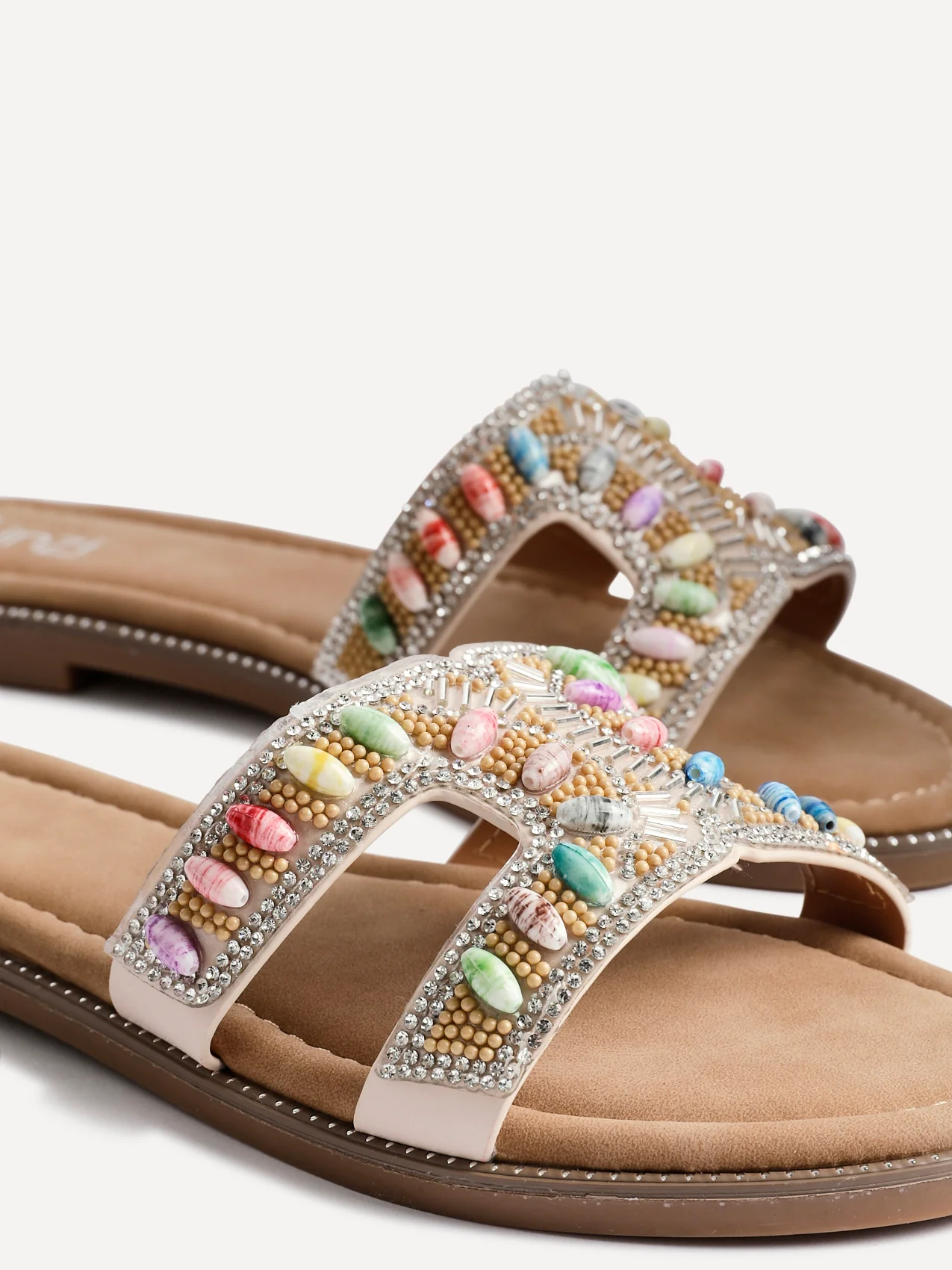 Nerissa Diamante Beaded Flat Sandals - Image 4